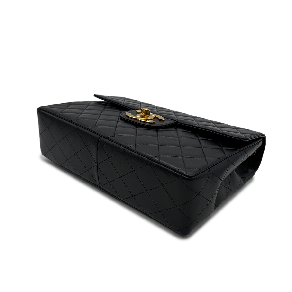 Luxury Promise Japan CHANEL VINTAGE JUMBO MATELASSE 30 CHAIN SHOULDER BAG BLACK LAMB SKIN 90302177