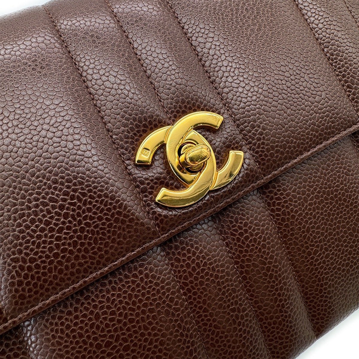 Luxury Promise Japan CHANEL VINTAGE MADEMOISELLE CHAIN SHOULDER BAG BROWN CAVIAR SKIN 90292733