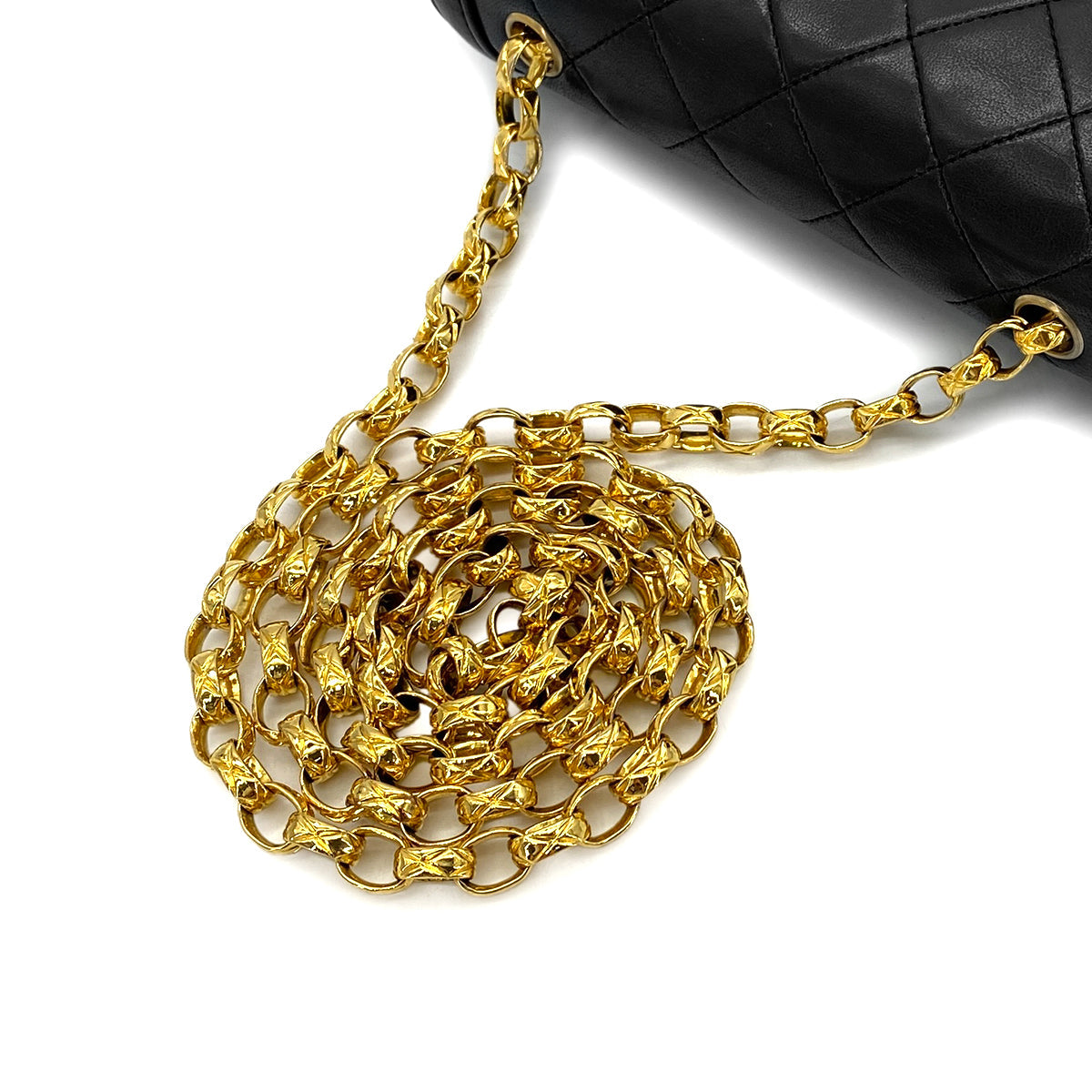 Luxury Promise Japan CHANEL VINTAGE MATELASSE BIJOU CHAIN SHOULDER BAG BLACK LAMB SKIN 90288982