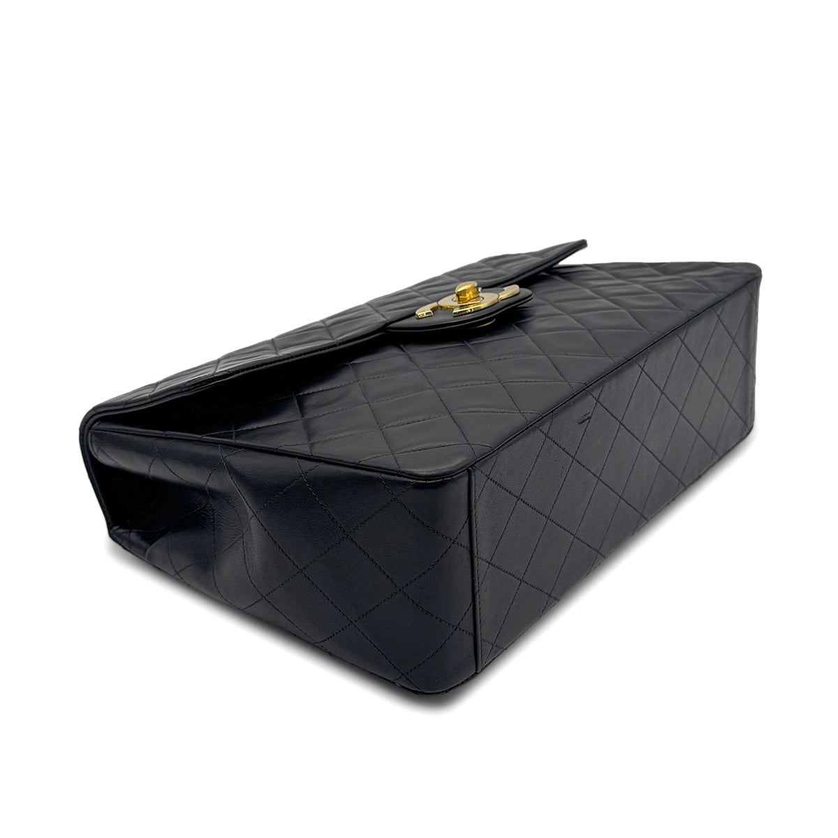 Luxury Promise Japan CHANEL VINTAGE MAXI MATELASSE 34 CHAIN SHOULDER BAG BLACK LAMB SKIN 90271908