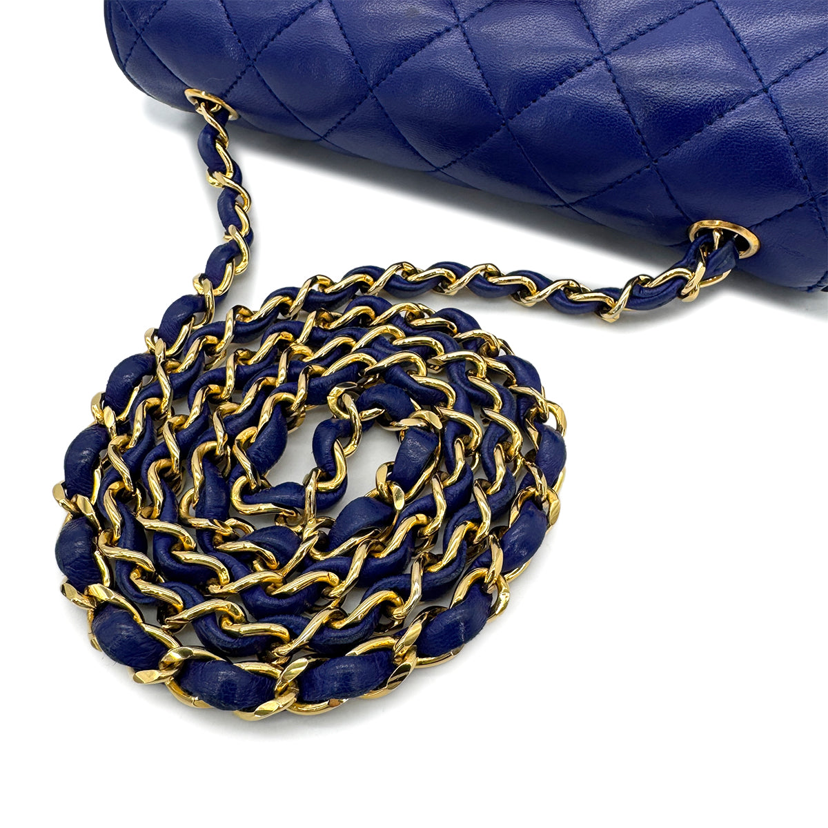 Luxury Promise Japan CHANEL VINTAGE MINI MATELASSE BIG COCO CHAIN SHOULDER BAG BLUE LAMB SKIN 90294183