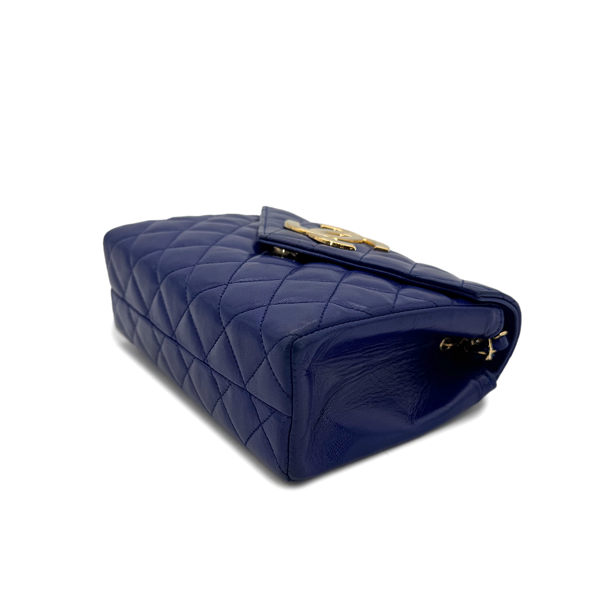 Luxury Promise Japan CHANEL VINTAGE MINI MATELASSE BIG COCO CHAIN SHOULDER BAG BLUE LAMB SKIN 90294183