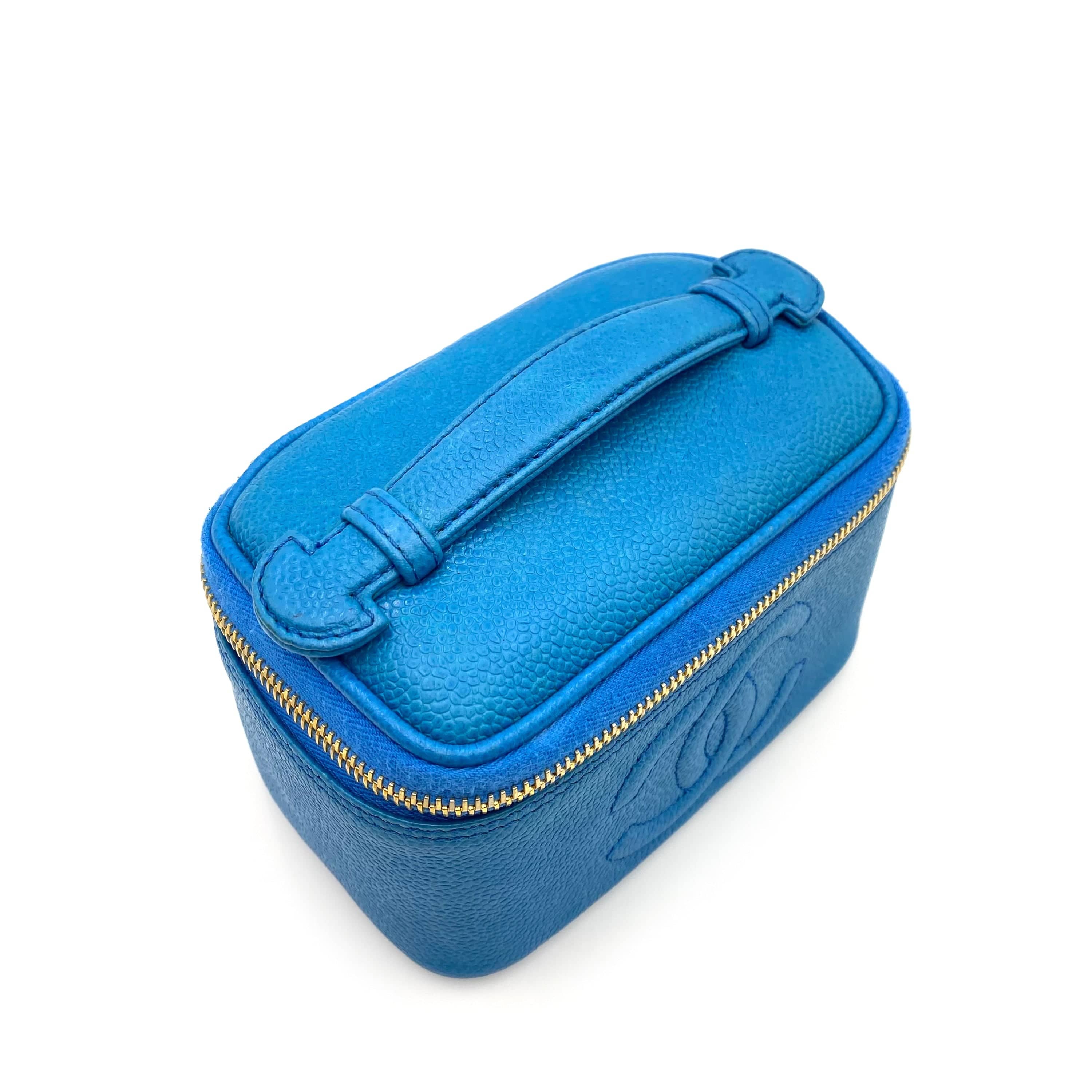 Luxury Promise Japan CHANEL VINTAGE MINI VANITY HAND BAG BLUE CAVIAR SKIN 90234752