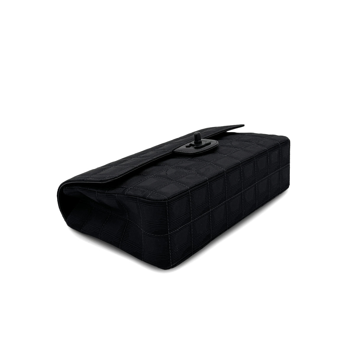 Luxury Promise Japan CHANEL VINTAGE NEW TRAVEL LINE EAST WEST CHOCOLATE BAR CHAIN SHOULDER BAG BLACK NYLON 90284881