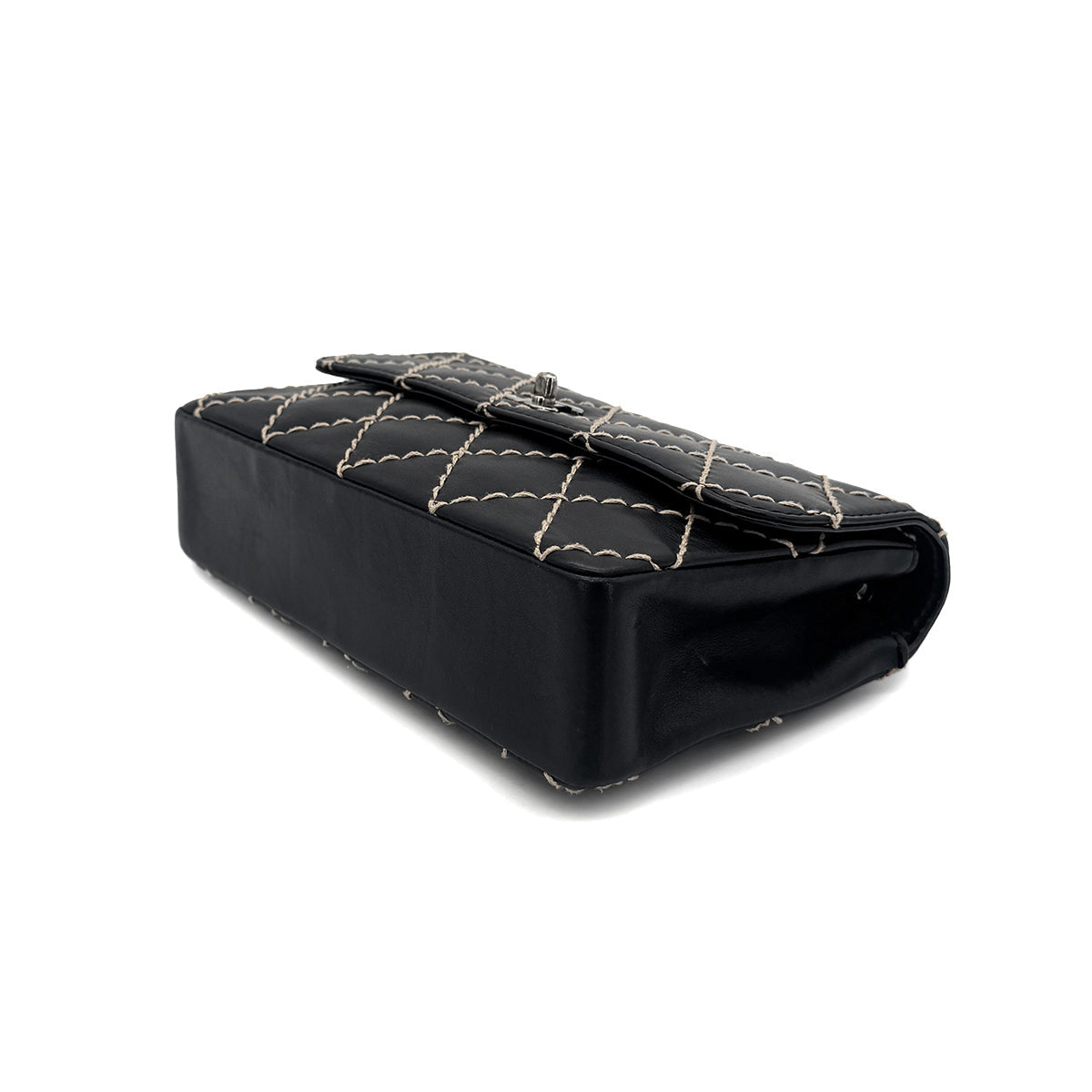 Luxury Promise Japan CHANEL VINTAGE WILD STITCH CHAIN SHOULDER BAG BLACK LEATHER 90273066