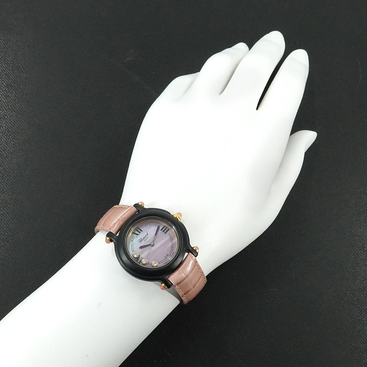 Luxury Promise Japan Chopard Be Happy Women's Watch, Limited Edition of 9,999 Pieces, 3-Piece Diamond, Pink Shell, Date, Quartz Watch, Chopard 90295715