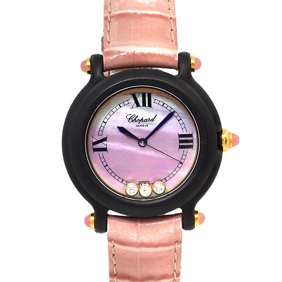 Luxury Promise Japan Chopard Be Happy Women's Watch, Limited Edition of 9,999 Pieces, 3-Piece Diamond, Pink Shell, Date, Quartz Watch, Chopard 90295715
