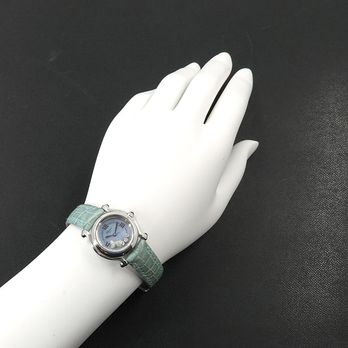 Luxury Promise Japan Chopard Happy Sport 27 8245 23 3P Diamond Women's Watch Blue Shell Quartz Chopard Happy Sport 90302231