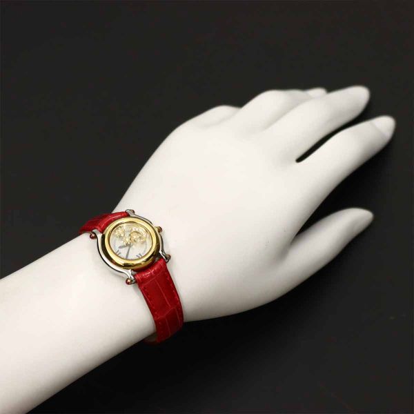 Luxury Promise Japan Chopard Happy Sports Two-tone Watch 27 8246 42 Women's Watch with 4 Diamonds, Moon and Stars, White Shell, and Yellow Gold Quartz Movement (90291420)