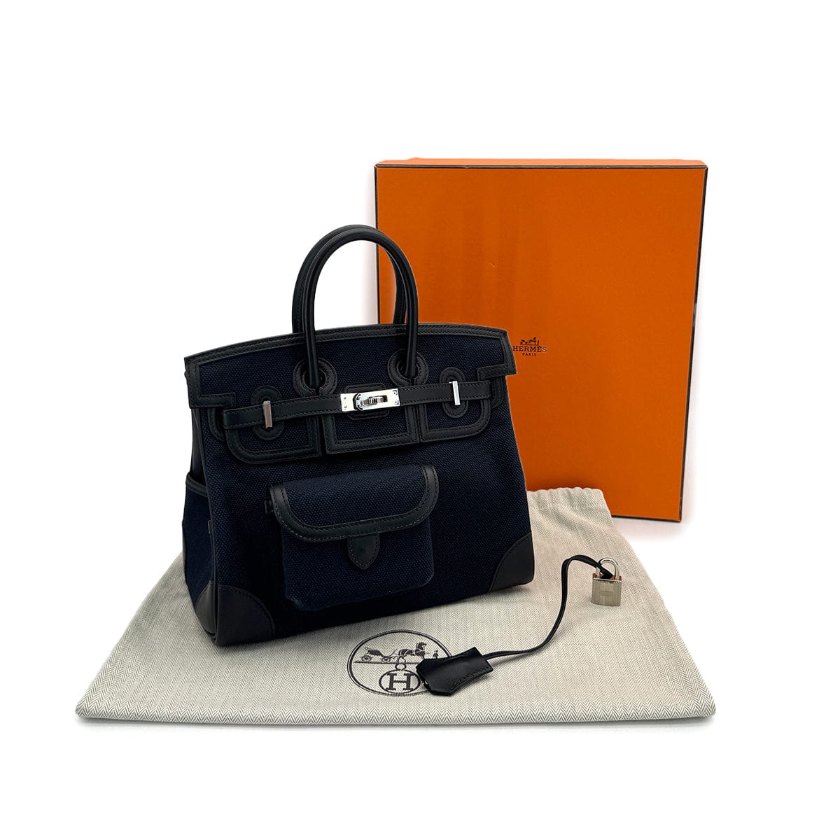 luxury promise japan HERMES BIRKIN 25 CARGO BLUE MARINE BALCK VEAU SWIFT TOILE H HAND BAG 2020 Y PALLADIUM HARDWARE 90312704