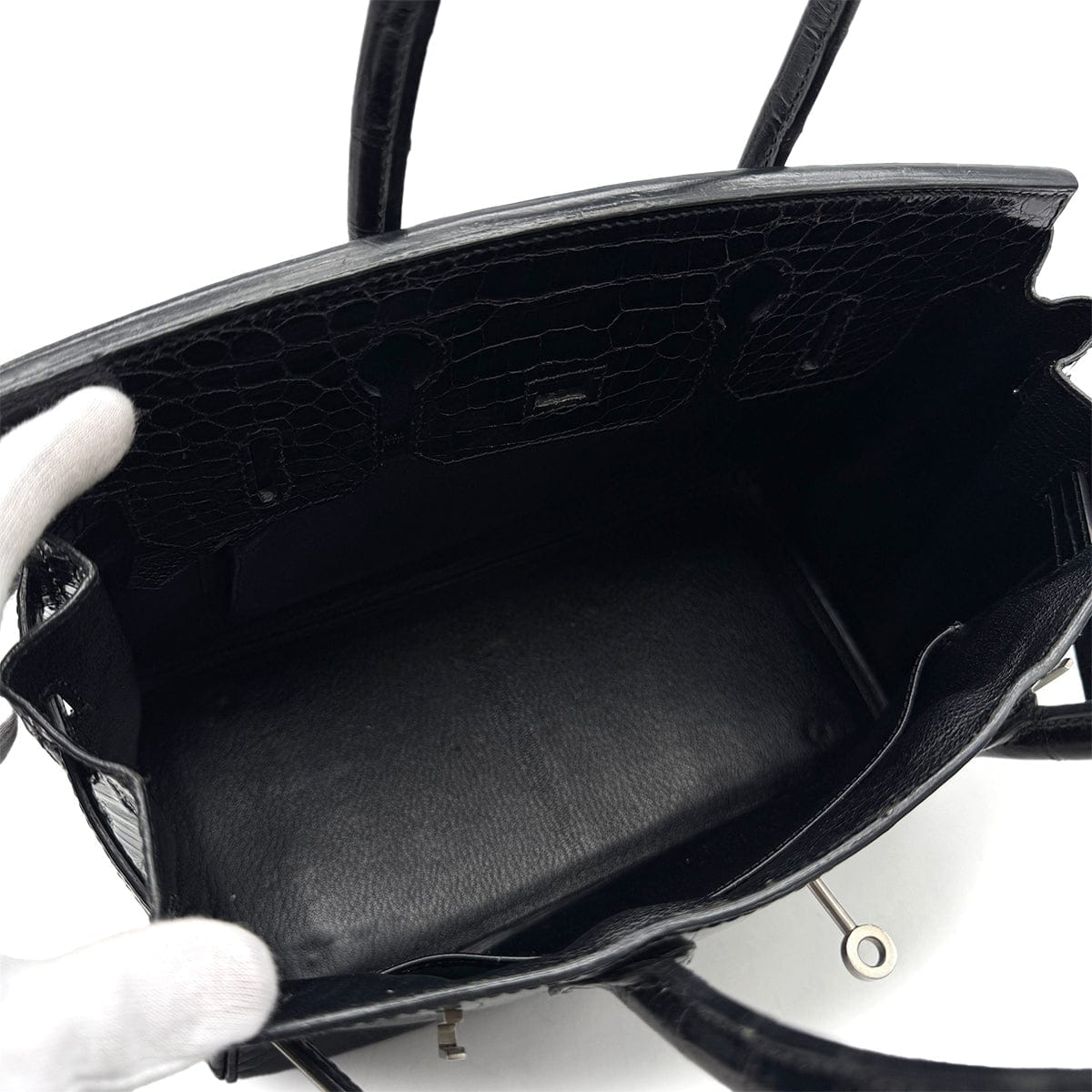 Luxury Promise Japan HERMES BIRKIN 30 BLACK POROSUS CROCODILE HAND BAG 2000 SQUARE D MATT HARDWARE 90314409