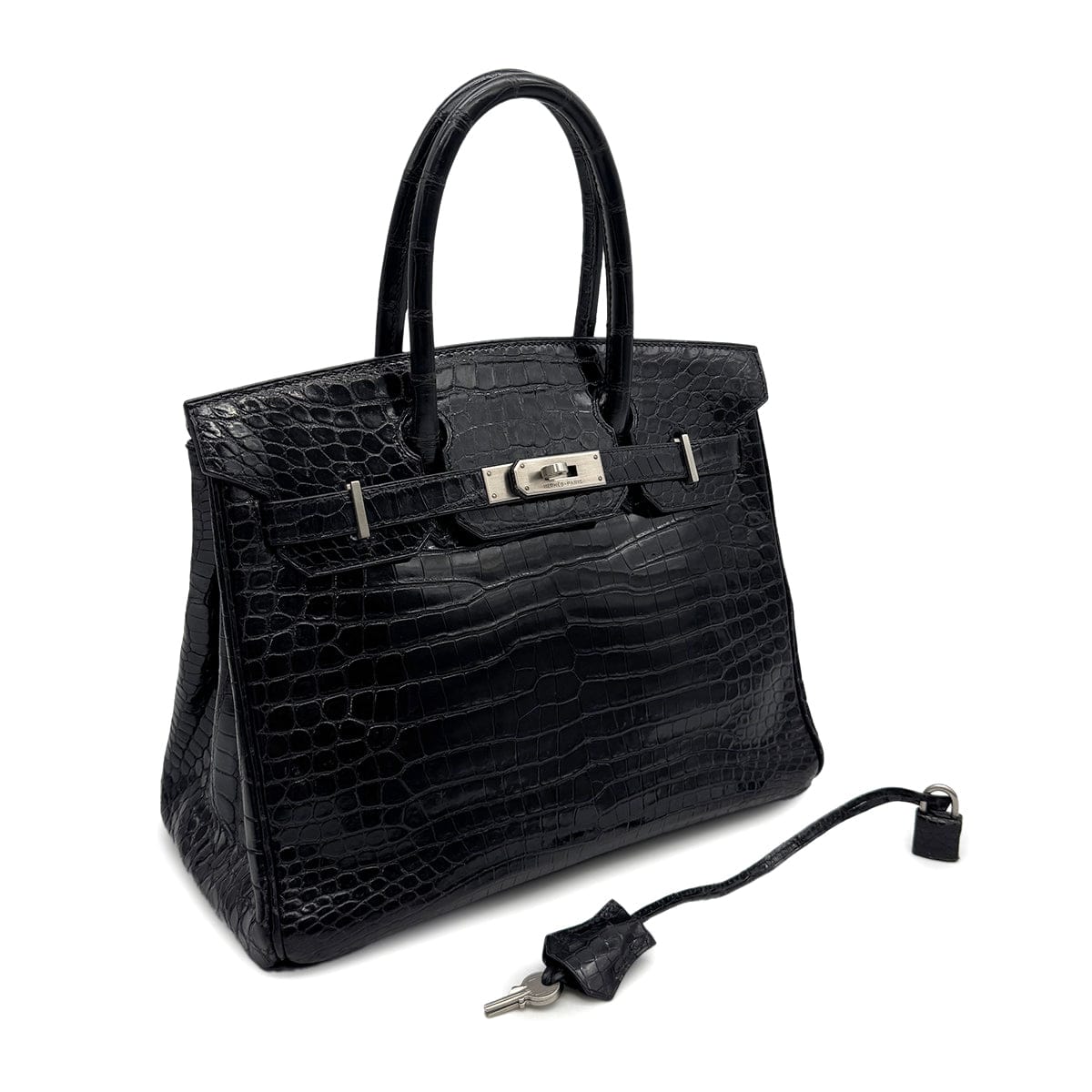Luxury Promise Japan HERMES BIRKIN 30 BLACK POROSUS CROCODILE HAND BAG 2000 SQUARE D MATT HARDWARE 90314409