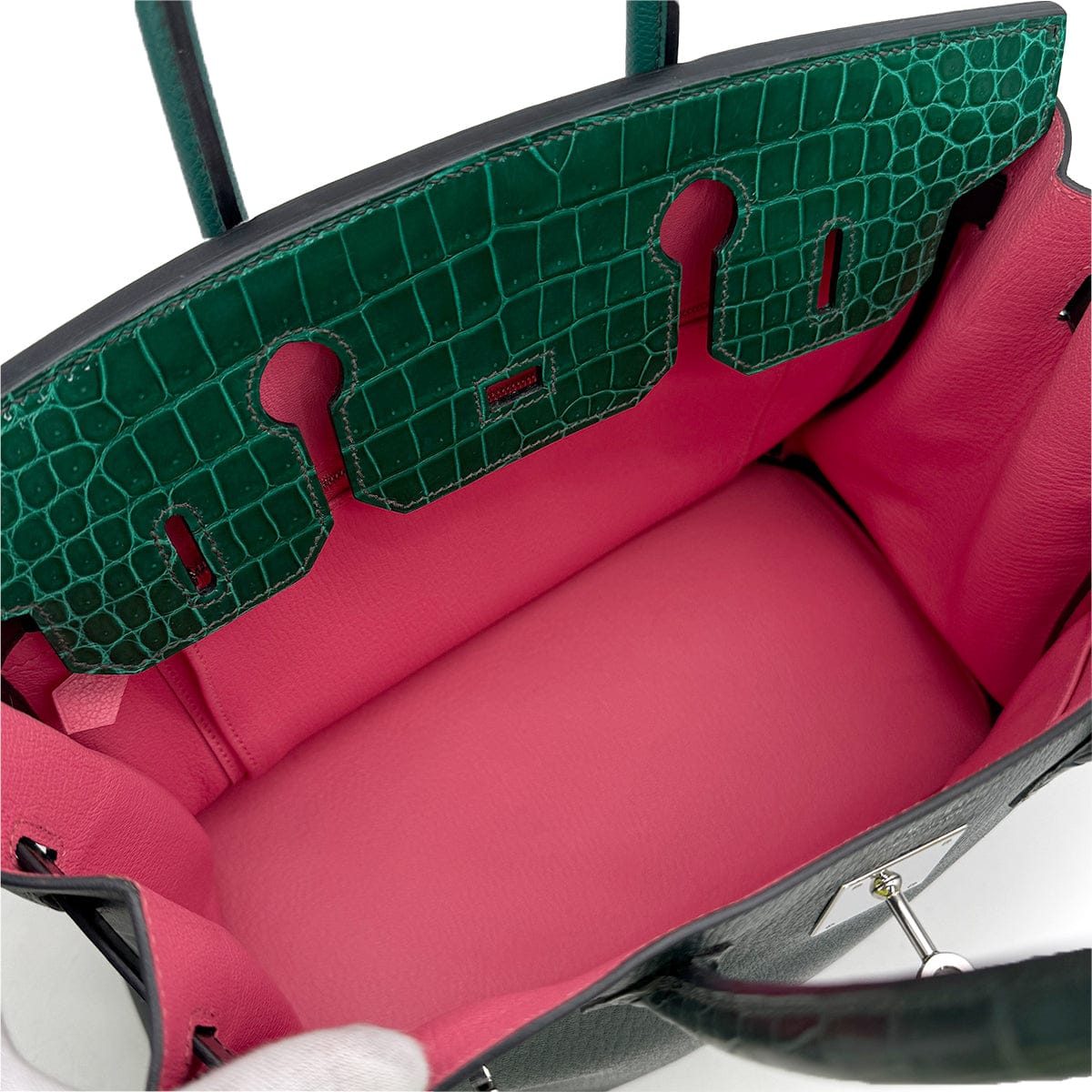 Luxury Promise Japan HERMES BIRKIN 30 PATCHWORK VERT FONCE VERT EMERALD VERT TITIEN MALACHITE ROSE AZALEE CROCODILE POROSUS CHEVRE TAURILLON CLEMENCE EPSOM EVERCOLOR SWIFT BOX CALF HAND BAG 2018 C PALLADIUM HARDWARE 90313338