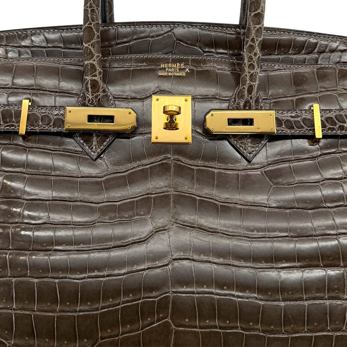 Luxury Promise Japan HERMES BIRKIN 35 KAHKI POROSUS CROCODILE HAND BAG 1999 SQUARE C GOLD HARDWARE 90312514