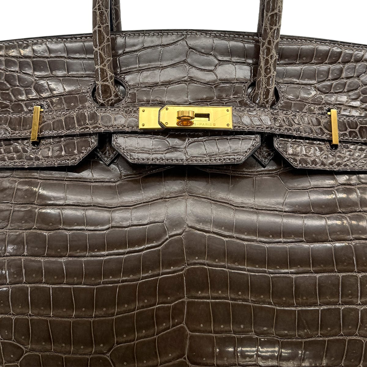 Luxury Promise Japan HERMES BIRKIN 35 KAHKI POROSUS CROCODILE HAND BAG 1999 SQUARE C GOLD HARDWARE 90312514
