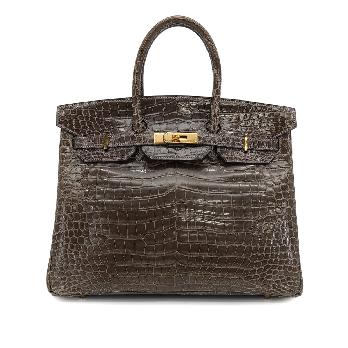 Luxury Promise Japan HERMES BIRKIN 35 KAHKI POROSUS CROCODILE HAND BAG 1999 SQUARE C GOLD HARDWARE 90312514