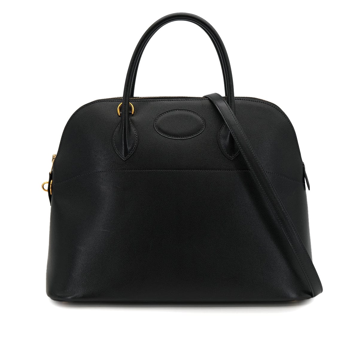 Luxury Promise Japan HERMES BOLIDE 35 BLACK VEAU GULLIVER HAND SHOULDER BAG 1994 CIRCLE X GOLD HARDWARE 90323091