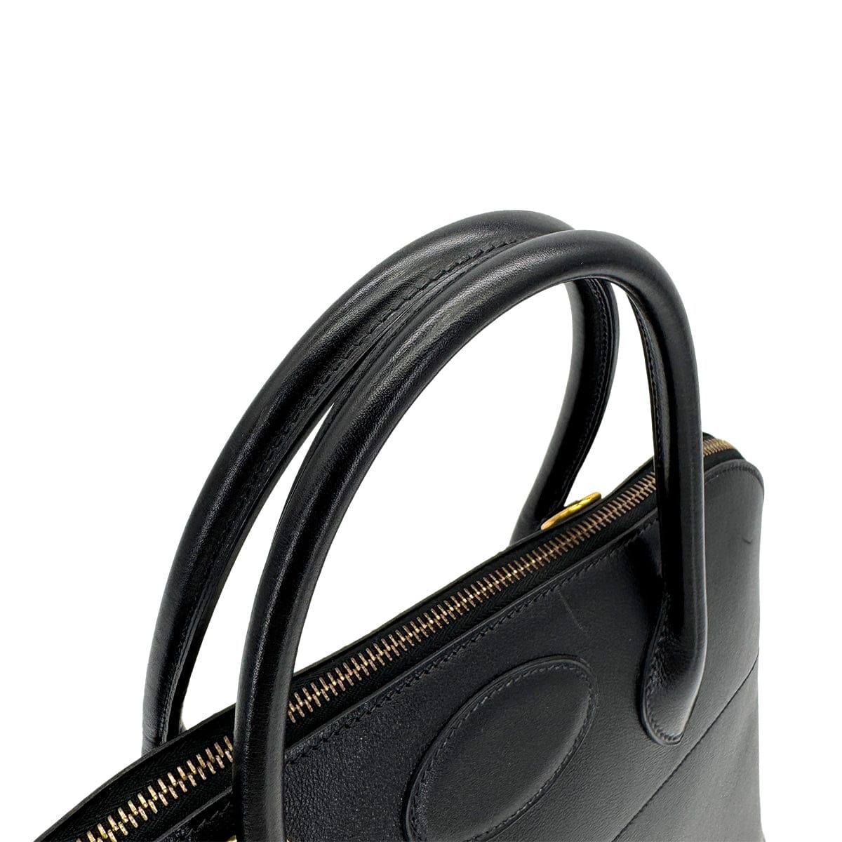 Luxury Promise Japan HERMES BOLIDE 35 BLACK VEAU GULLIVER HAND SHOULDER BAG 1994 CIRCLE X GOLD HARDWARE 90323091