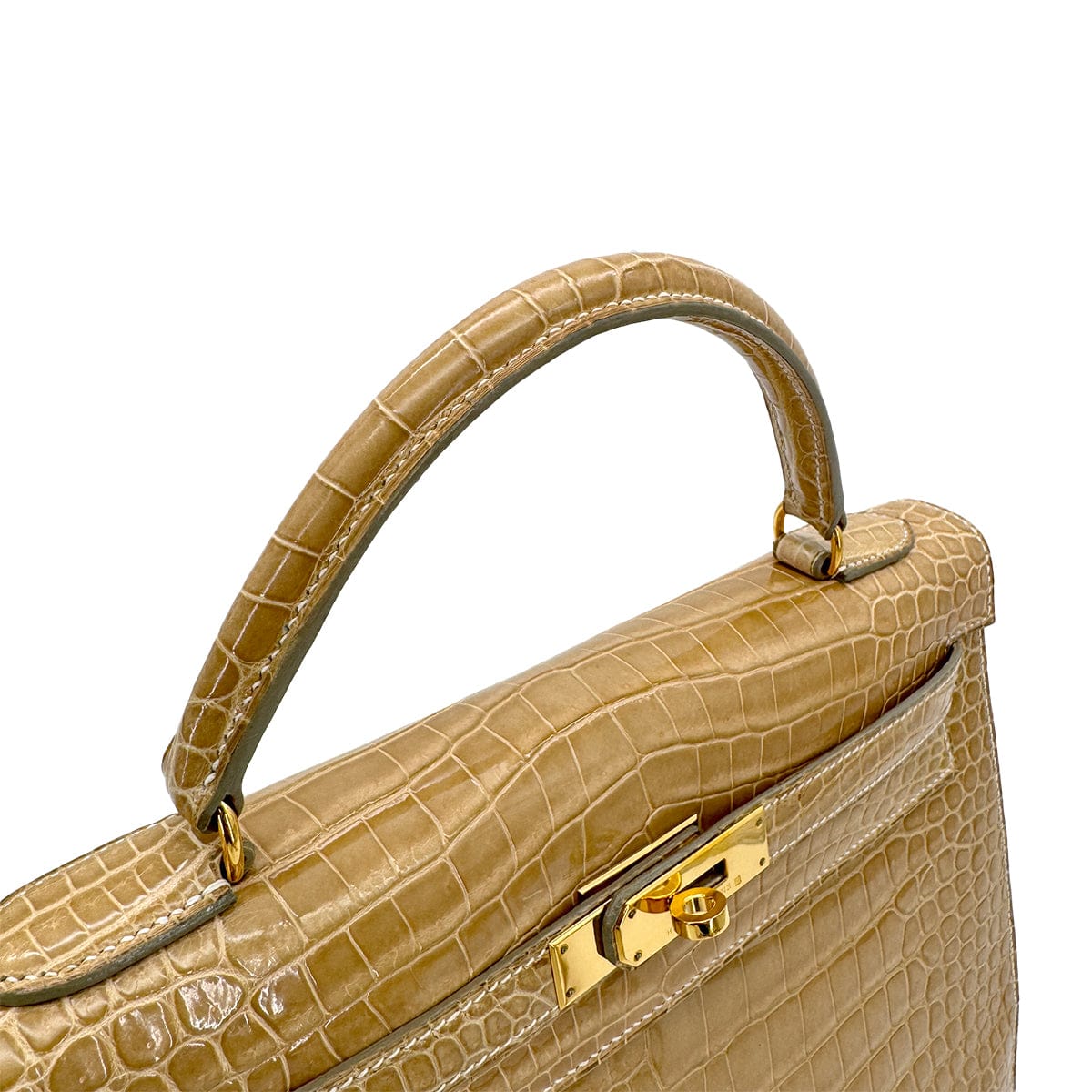 Luxury Promise Japan HERMES KELLY 32 SELLIER BEIGE ROSE CROCODILE POROSUS HAND SHOULDER BAG □C GHW 90306274