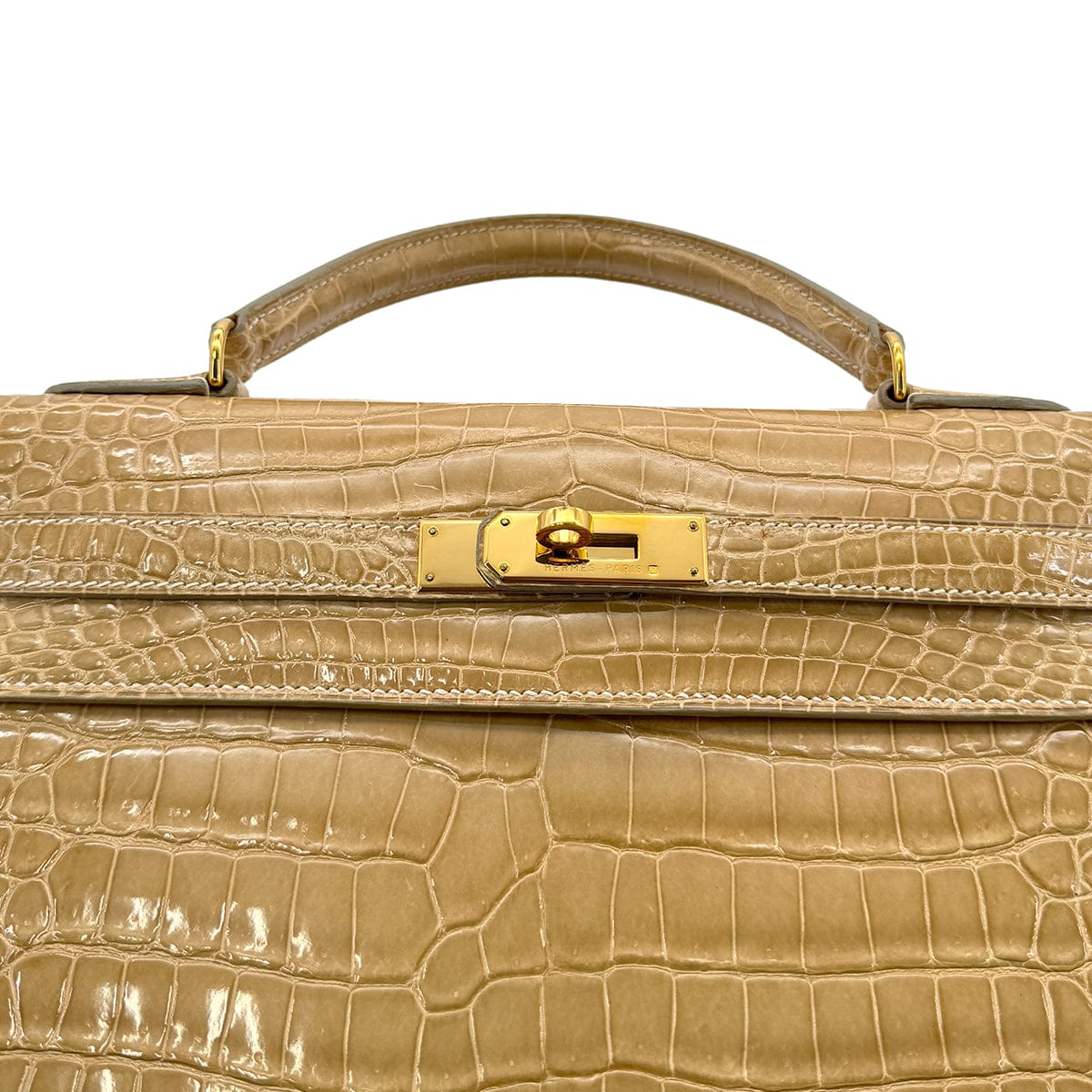 Luxury Promise Japan HERMES KELLY 32 SELLIER BEIGE ROSE CROCODILE POROSUS HAND SHOULDER BAG □C GHW 90306274