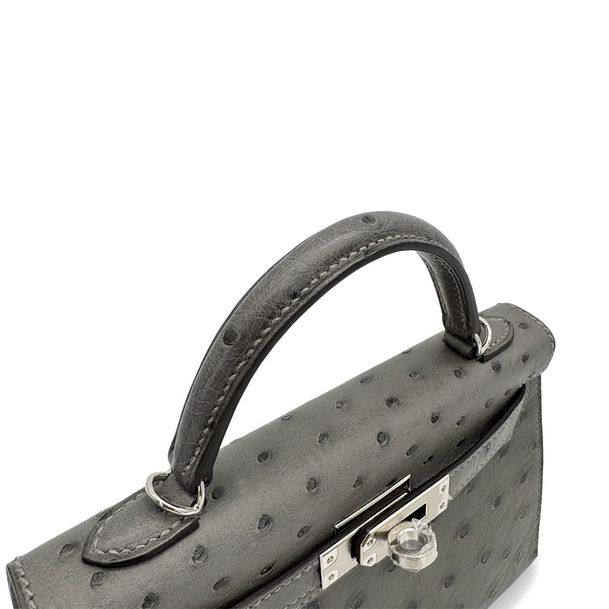 Luxury Promise Japan HERMES MINI KELLY 2 GRIS MEYER OSTRICH HAND SHOULDER BAG 2023 B STAMP PALLADIUM HARDWARE 90318729