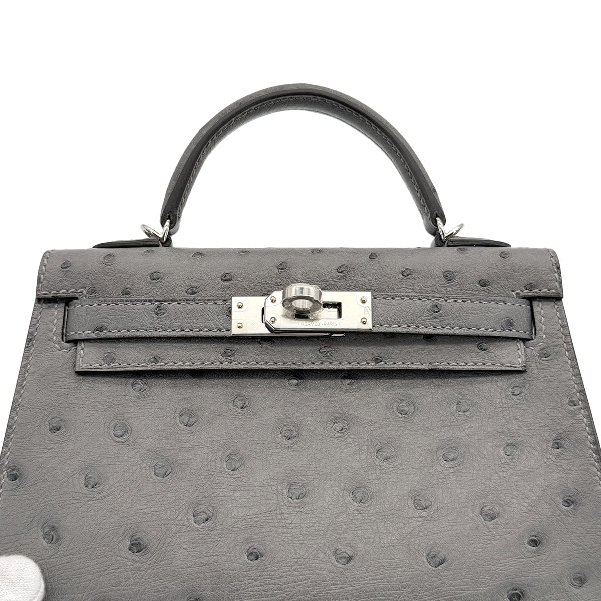 Luxury Promise Japan HERMES MINI KELLY 2 GRIS MEYER OSTRICH HAND SHOULDER BAG 2023 B STAMP PALLADIUM HARDWARE 90318729