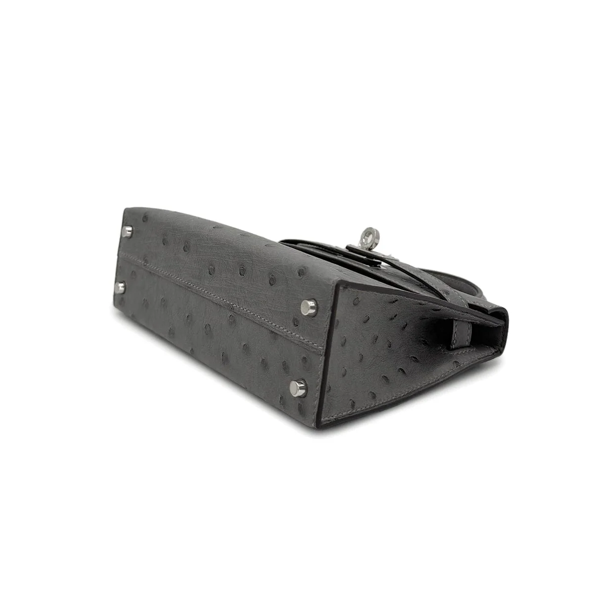 Luxury Promise Japan HERMES MINI KELLY 2 GRIS MEYER OSTRICH HAND SHOULDER BAG 2023 B STAMP PALLADIUM HARDWARE 90318729