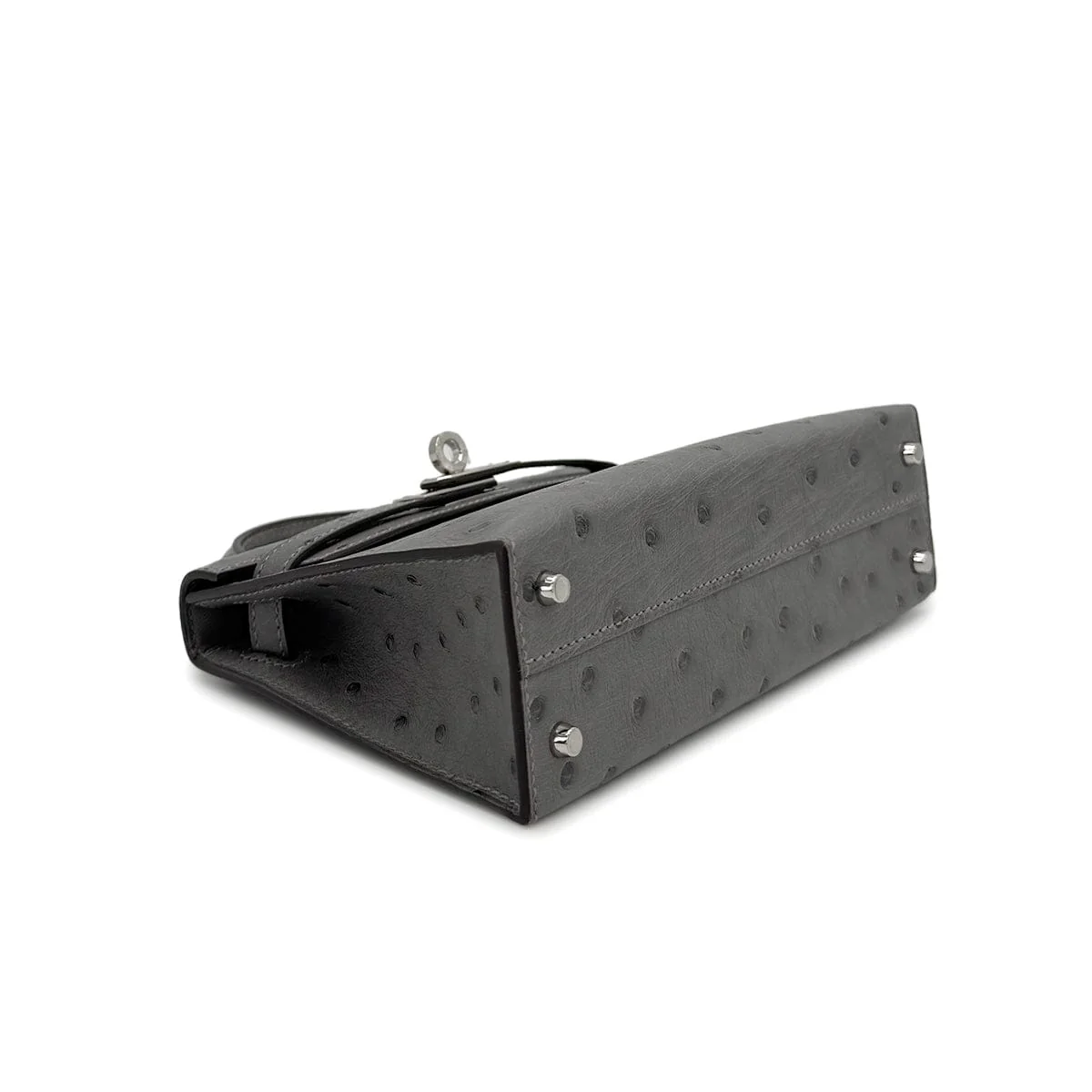 Luxury Promise Japan HERMES MINI KELLY 2 GRIS MEYER OSTRICH HAND SHOULDER BAG 2023 B STAMP PALLADIUM HARDWARE 90318729