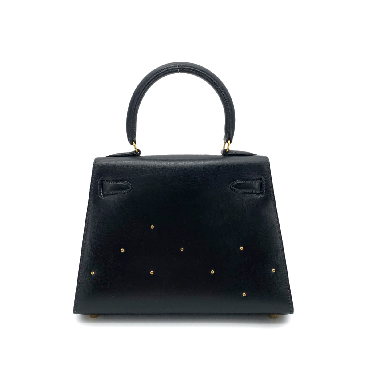 Luxury Promise Japan HERMES MINI KELLY 20 BLACK BOXCALF STUDS HAND SHOULDER BAG 〇X GHW 90259869