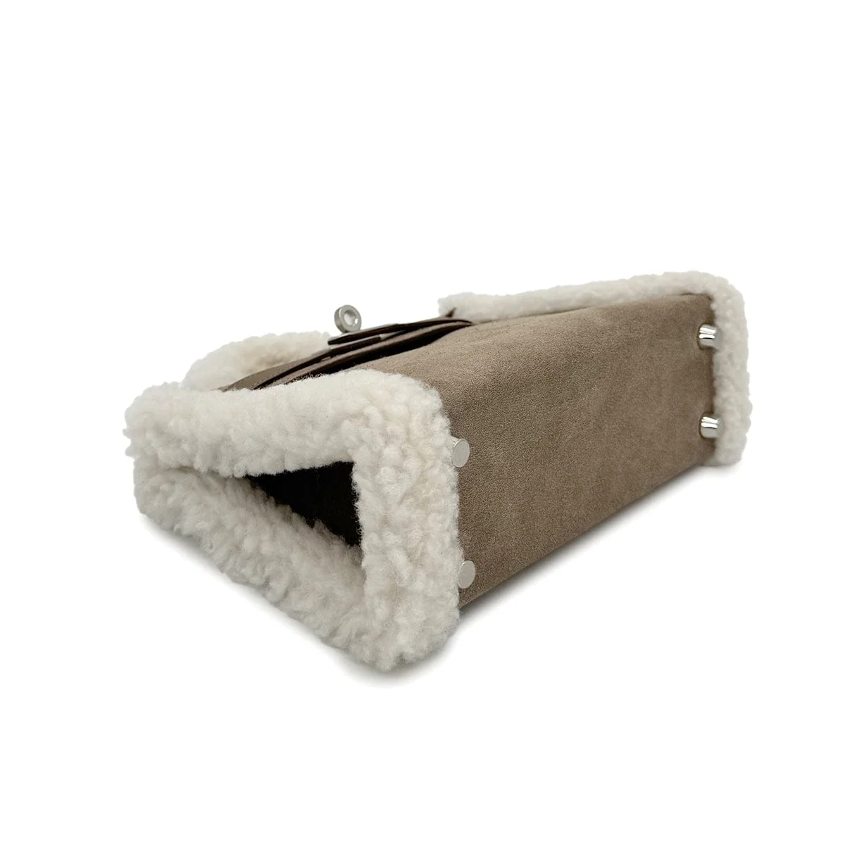 Luxury Promise Japan HERMES MINI KELLY 20 TEDDY PLUCH GRIS CAILLOU ECRU ETOUPE GRIZZLY MOUTON VEAU SWIFT HAND SHOULDER BAG 2025 K STAMP PALLADIUM HARDWARE 90318739