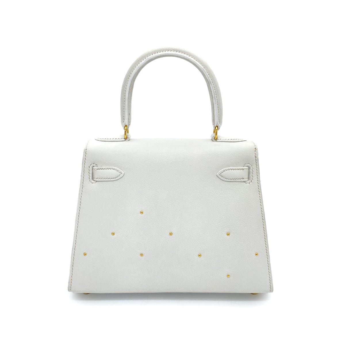 Luxury Promise Japan HERMES MINI KELLY 20 WHITE EVERCOLOR STUDS HAND SHOULDER BAG 〇X GHW 90259701