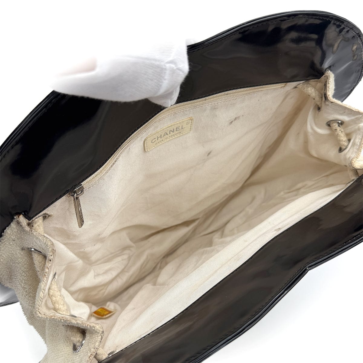 luxury promise japan VINTAGE CHANEL COCOMARK HEART TOTE BAG BLACK WHITE ENAMEL PILE 90313412