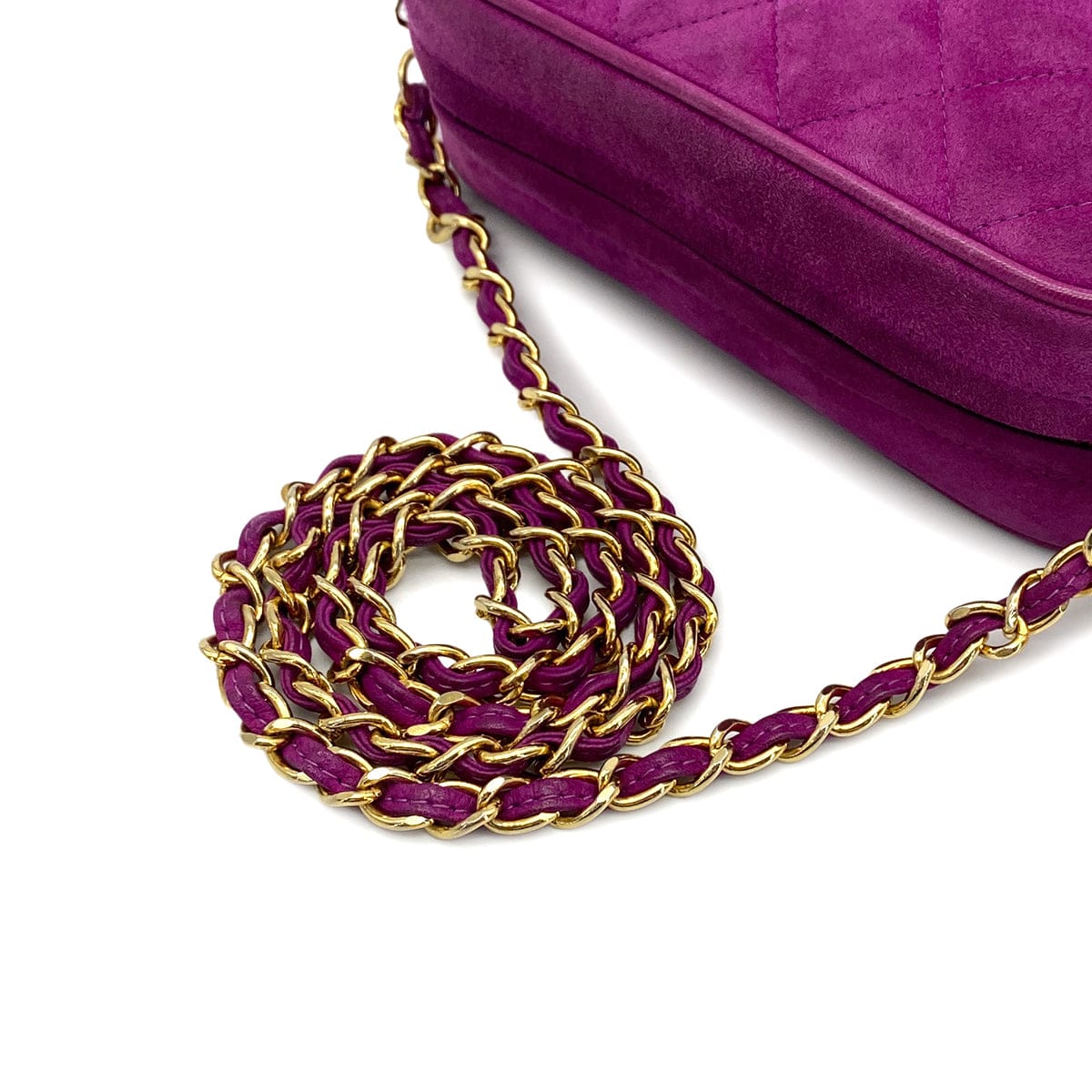 Luxury Promise Japan VINTAGE CHANEL MATELASSE CHAIN SHOULDER BAG FRINGE PURPLE SUEDE GOLD HARDWARE 90325799