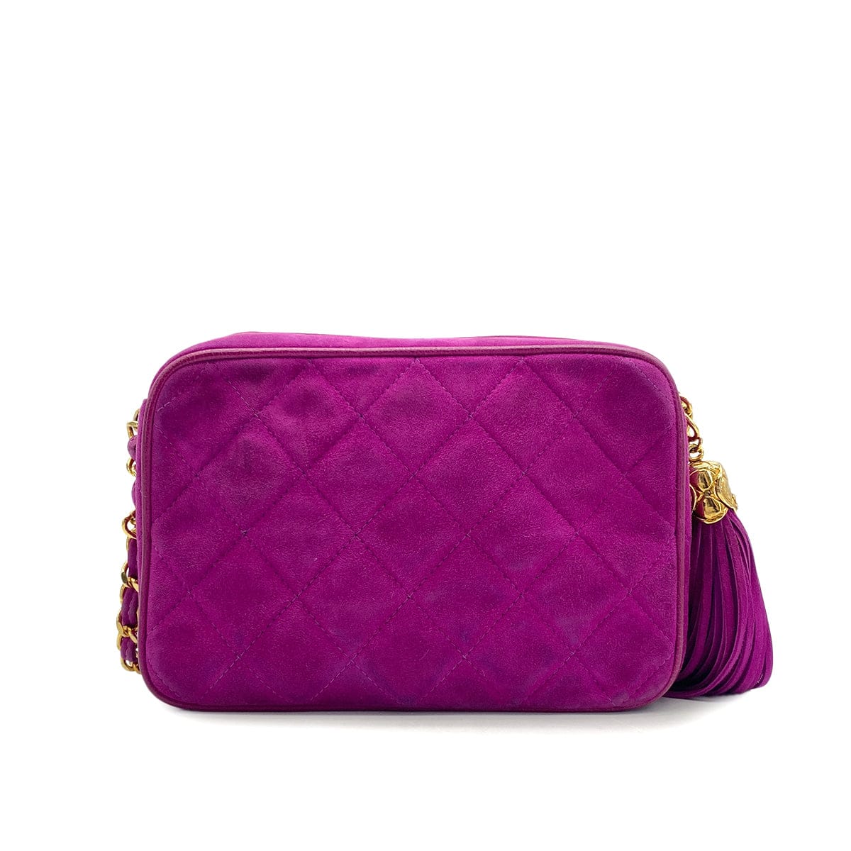 Luxury Promise Japan VINTAGE CHANEL MATELASSE CHAIN SHOULDER BAG FRINGE PURPLE SUEDE GOLD HARDWARE 90325799