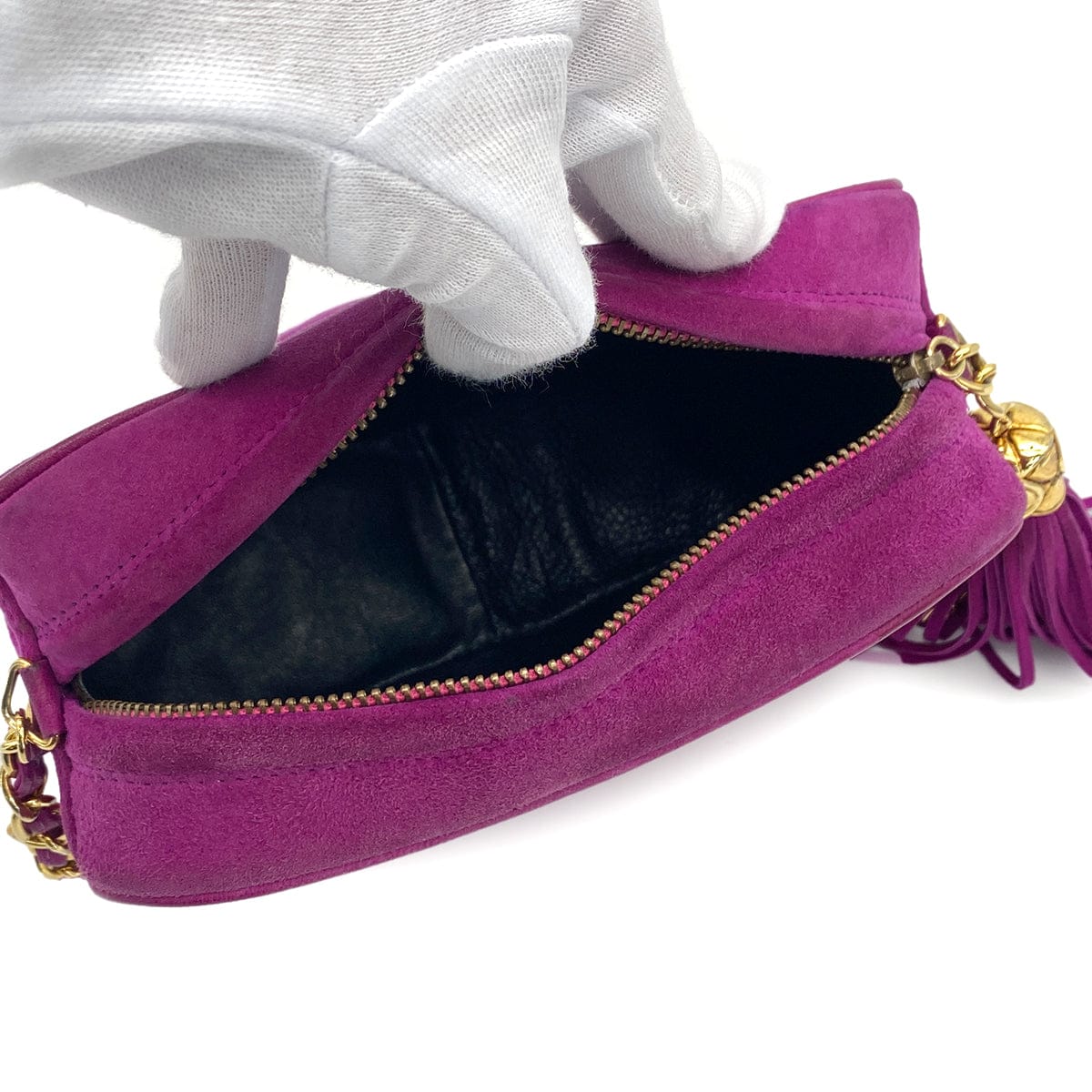Luxury Promise Japan VINTAGE CHANEL MATELASSE CHAIN SHOULDER BAG FRINGE PURPLE SUEDE GOLD HARDWARE 90325799