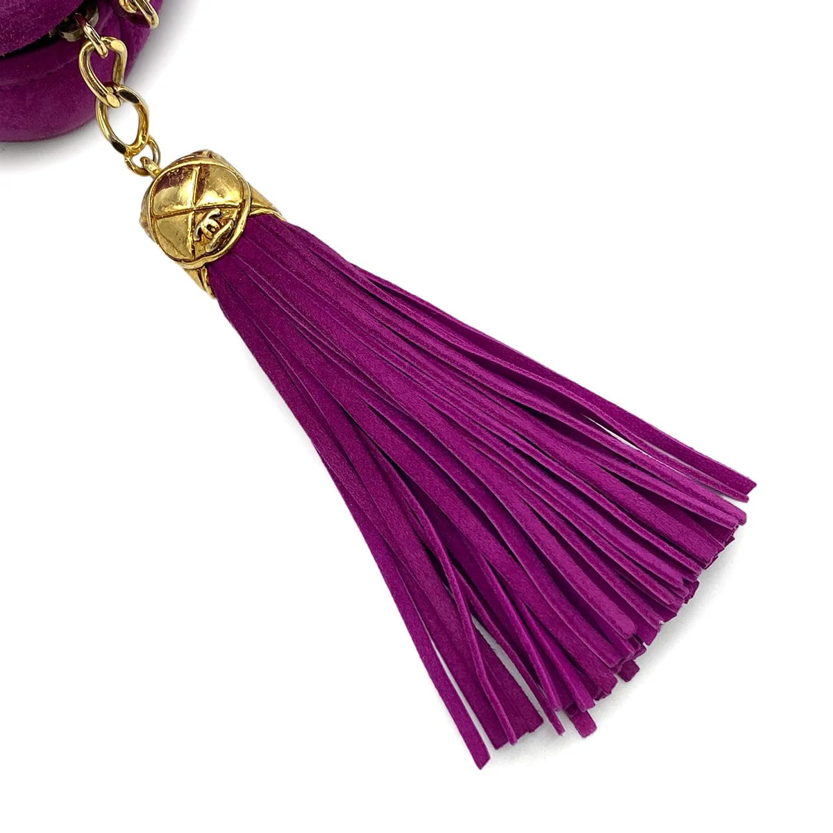 Luxury Promise Japan VINTAGE CHANEL MATELASSE CHAIN SHOULDER BAG FRINGE PURPLE SUEDE GOLD HARDWARE 90325799