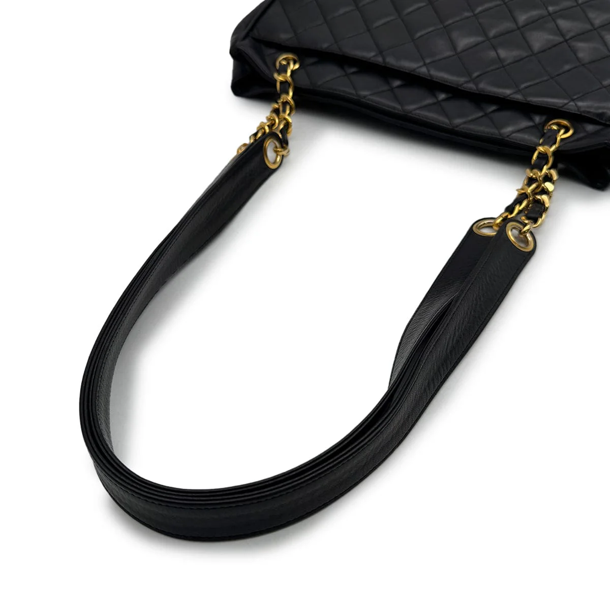 Luxury Promise Japan VINTAGE CHANEL MATELASSE CHAIN TOTE BAG BLACK LAMB SKIN GOLD HARDWARE 90313541