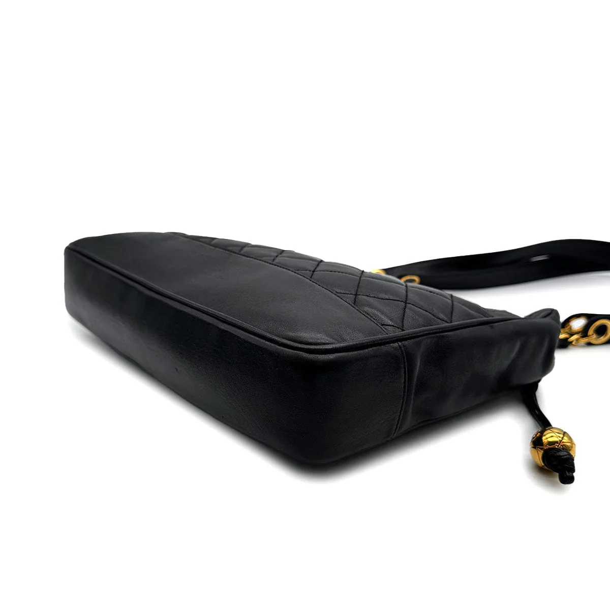 Luxury Promise Japan VINTAGE CHANEL MATELASSE CHAIN TOTE BAG BLACK LAMB SKIN GOLD HARDWARE 90313541