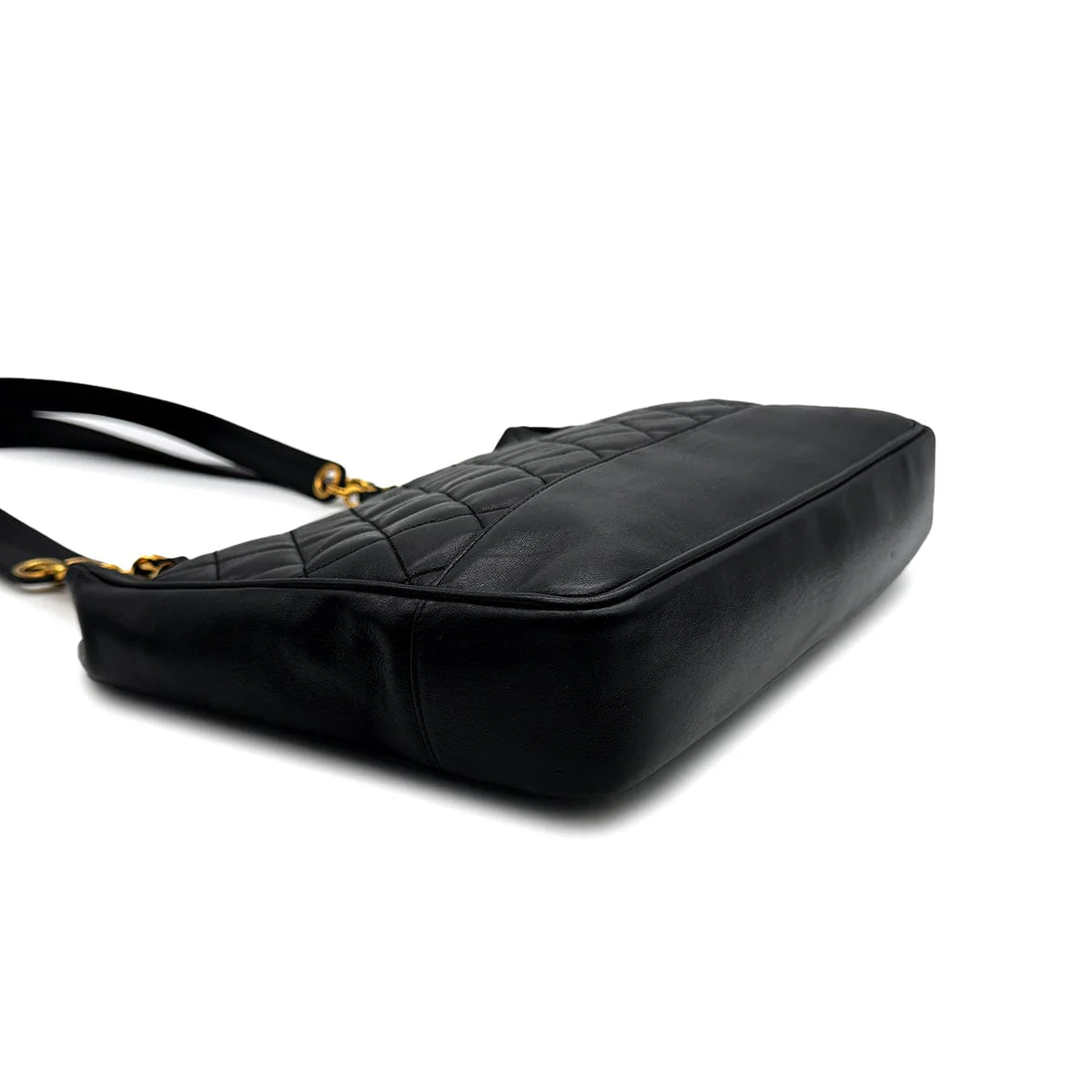 Luxury Promise Japan VINTAGE CHANEL MATELASSE CHAIN TOTE BAG BLACK LAMB SKIN GOLD HARDWARE 90313541
