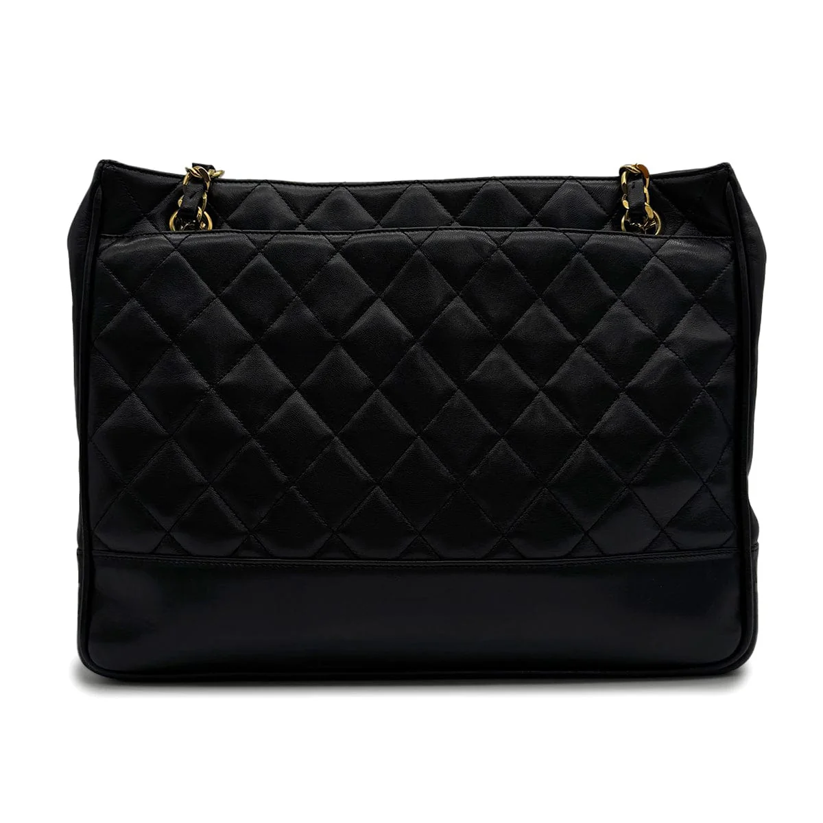 Luxury Promise Japan VINTAGE CHANEL MATELASSE CHAIN TOTE BAG BLACK LAMB SKIN GOLD HARDWARE 90313541