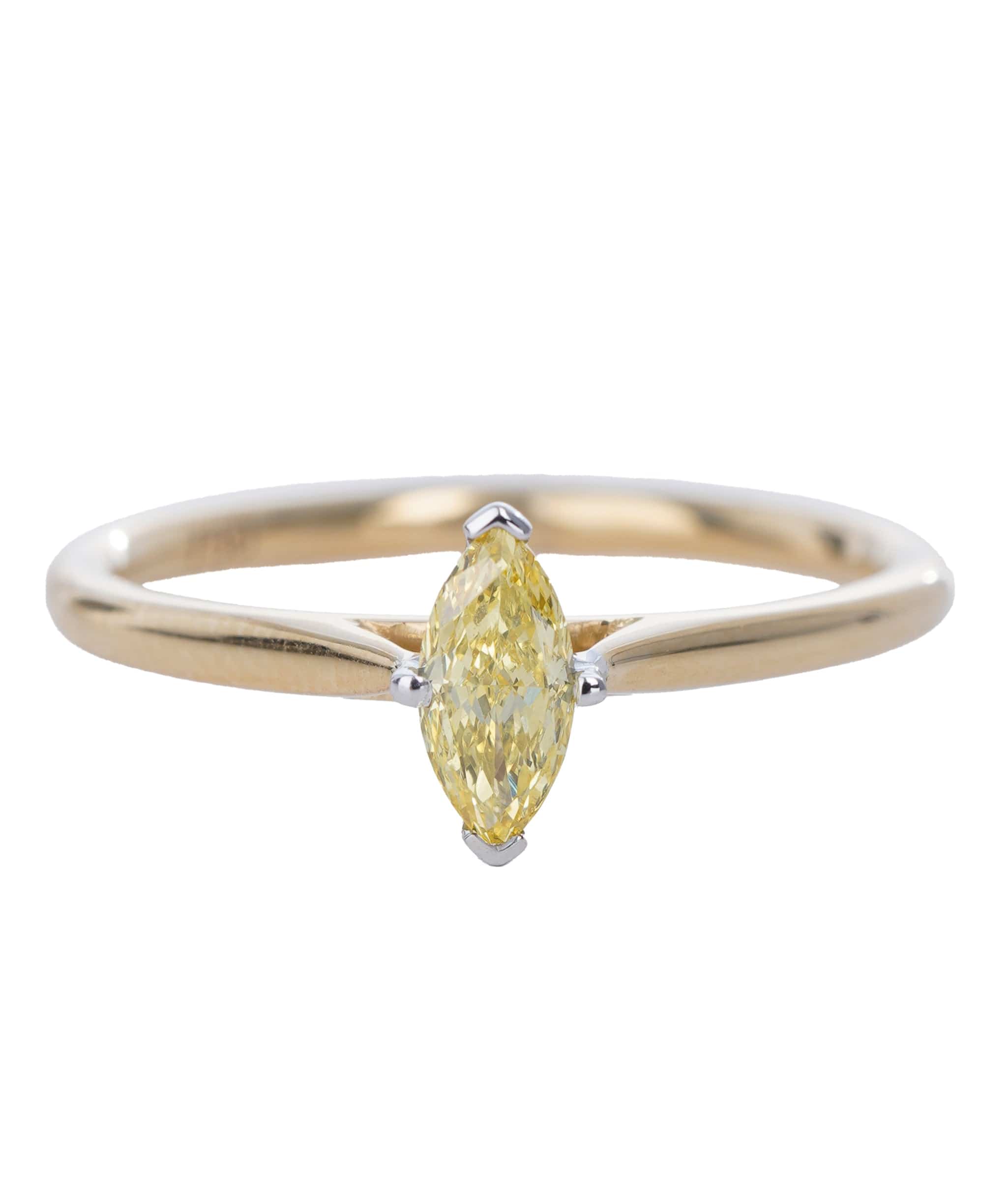 Luxury Promise 0.3 CT MARQUISE FANCY YELLOW YELLOW GOLD RING SIZE M ANL-S22-2