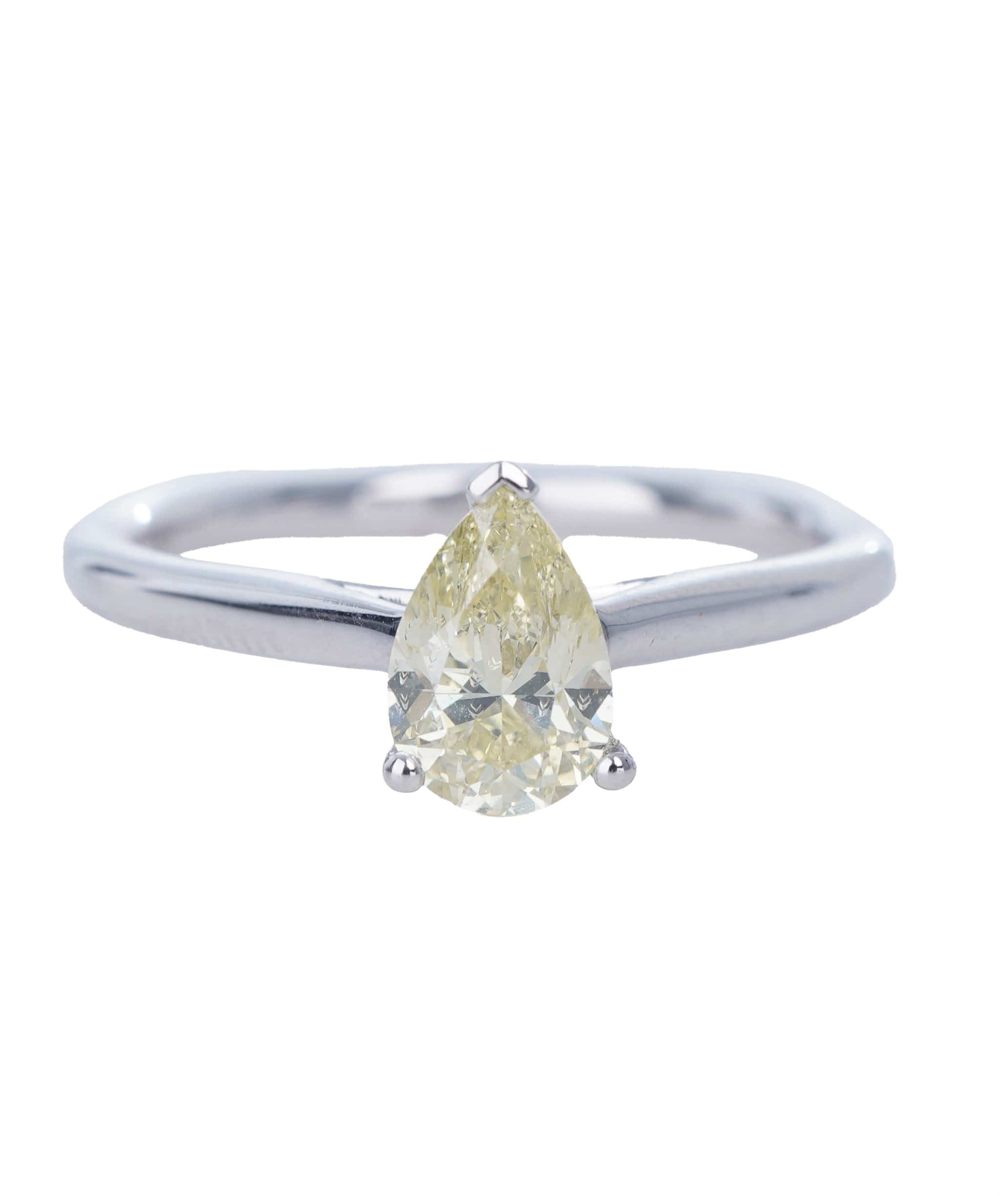 Luxury Promise 0.72 CT PEAR FANCY YELLOW WHITE GOLD RING SIZE M ANL-S22-7