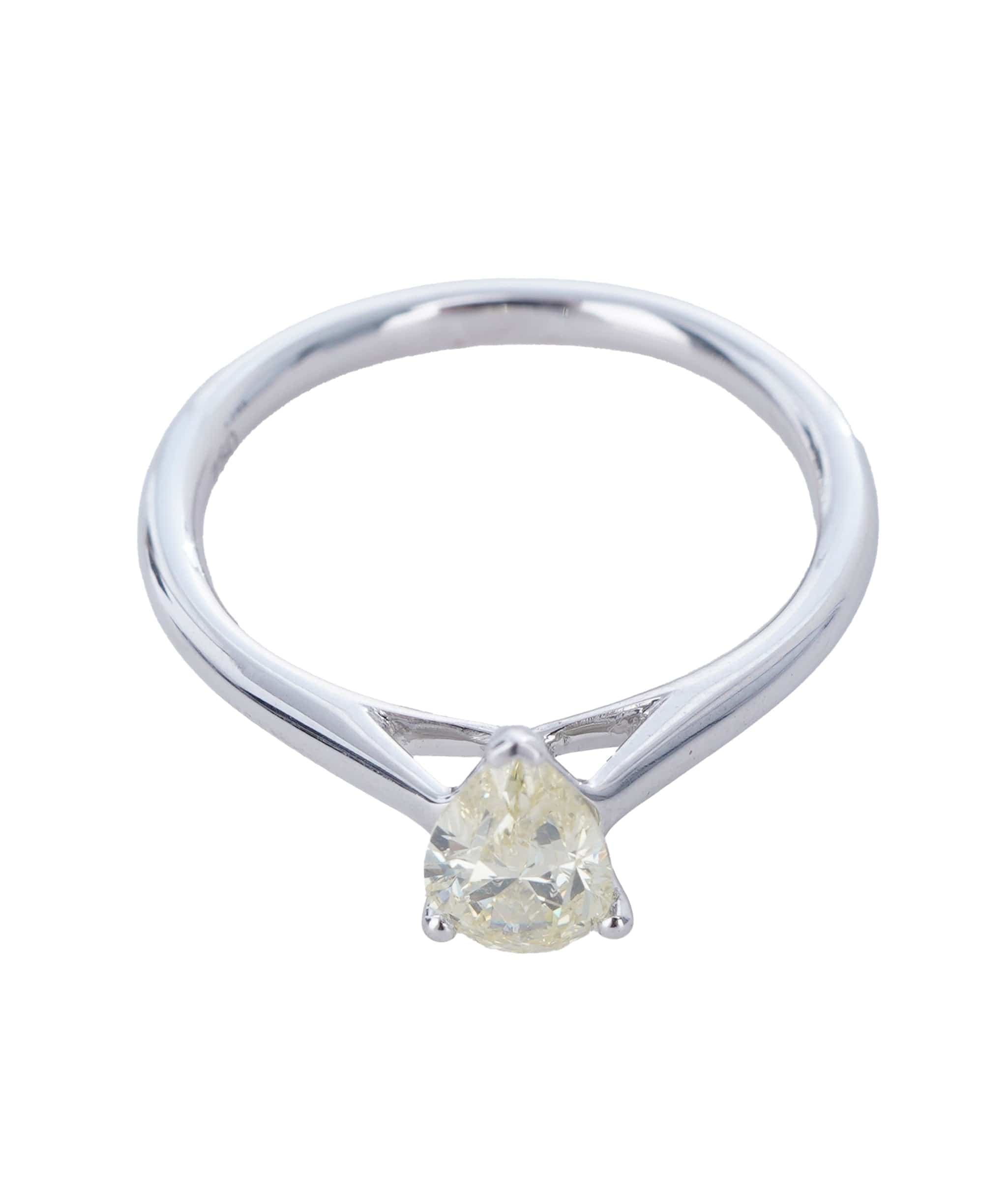 Luxury Promise 0.72 CT PEAR FANCY YELLOW WHITE GOLD RING SIZE M ANL-S22-7