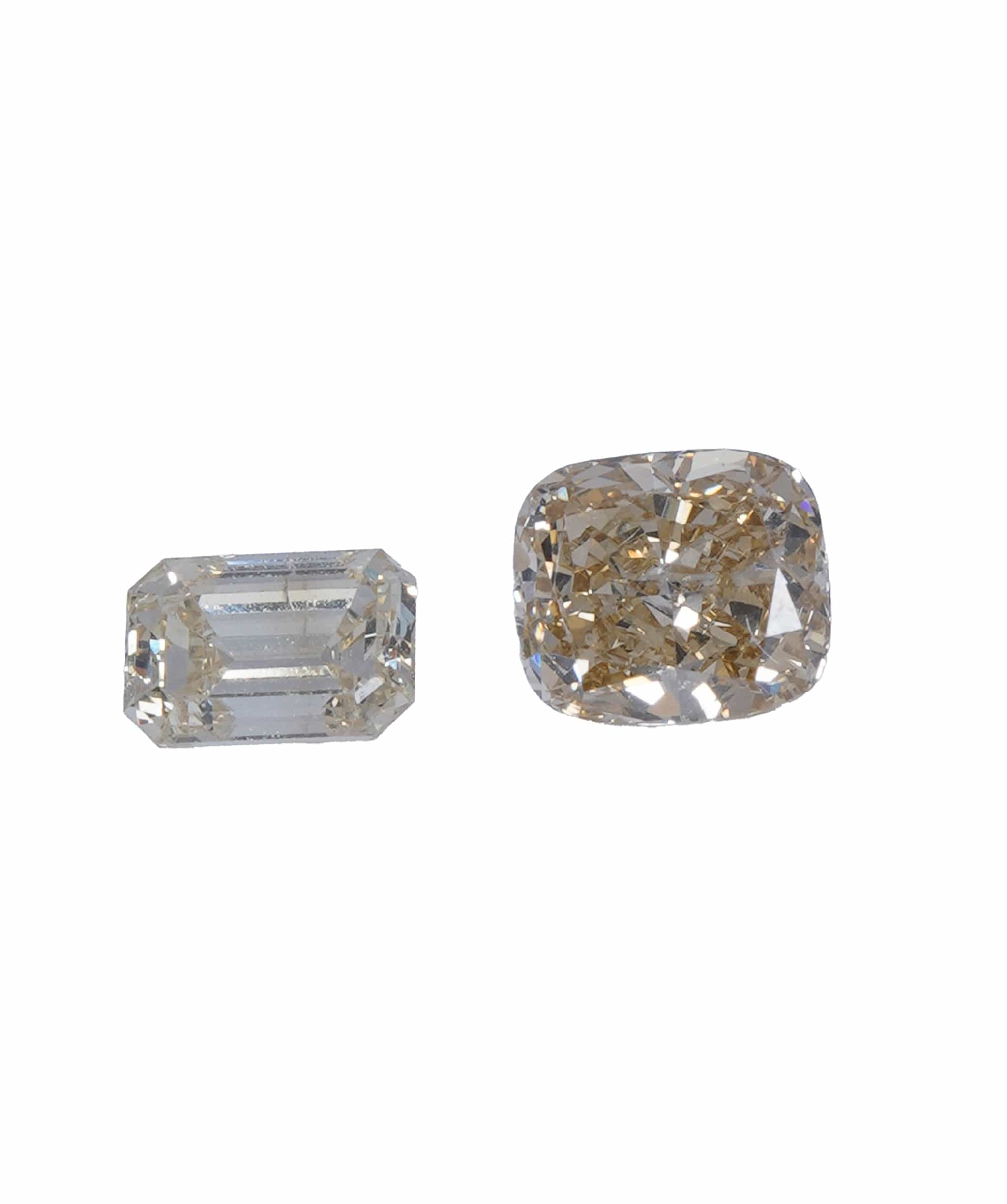 Luxury Promise 0.85 ct CUSHION & EMERALD NATURAL FANCY CHAMPAGNE DIAMOND SET OF 2 ANL-S20-40