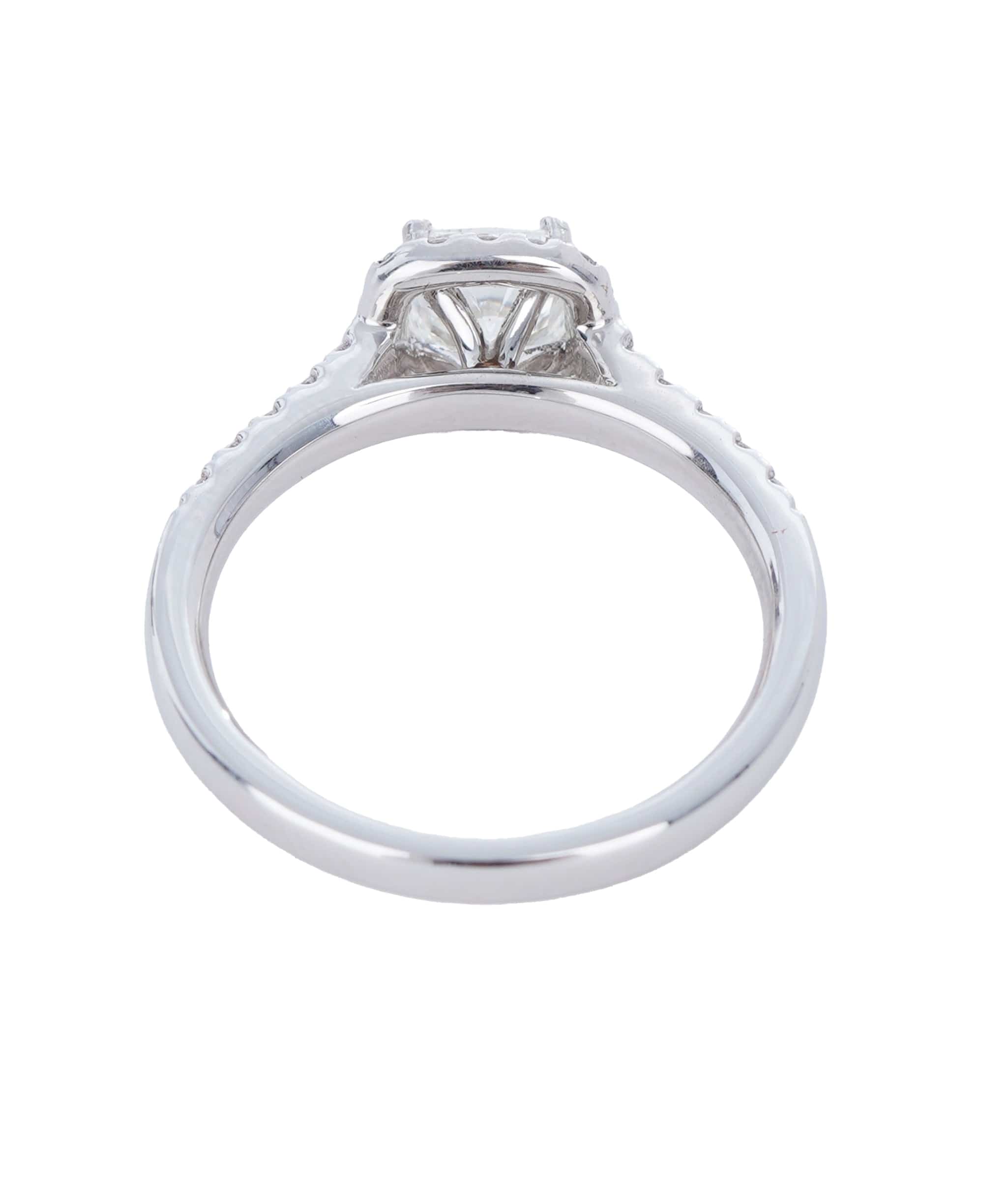 Luxury Promise 1.02 & 0.29 CT CUSHION WHITE  PLATINUM MICRO PAVE DIAMOND RING SIZE N ANL-S22-15