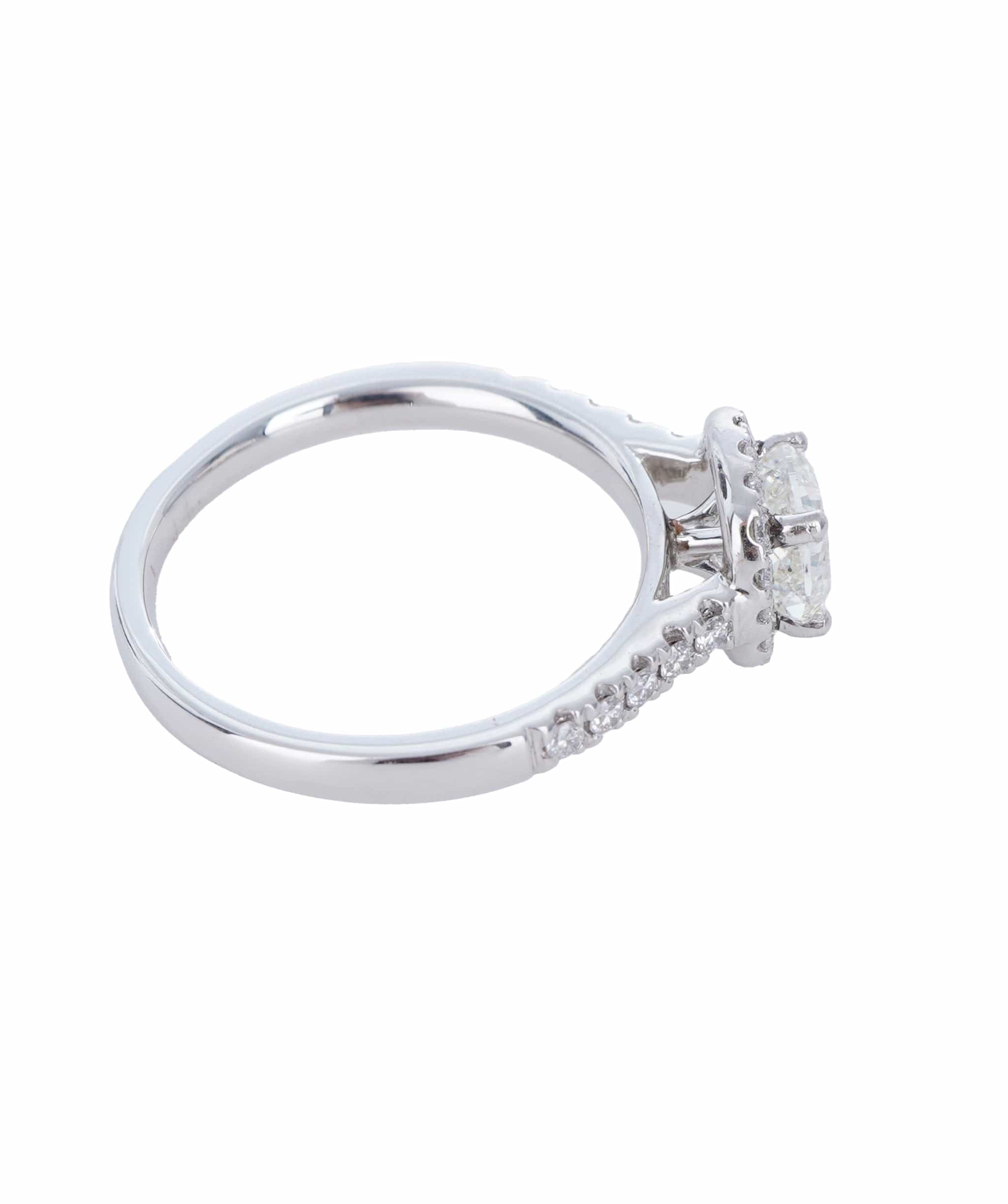 Luxury Promise 1.02 & 0.29 CT CUSHION WHITE  PLATINUM MICRO PAVE DIAMOND RING SIZE N ANL-S22-15