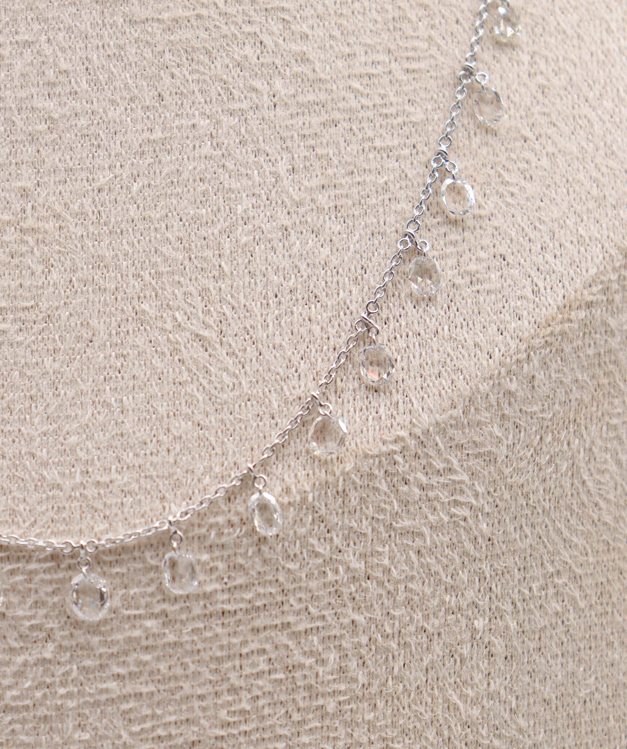 Luxury Promise 1.55CT White Oval Rosecut NECKLACE C12409