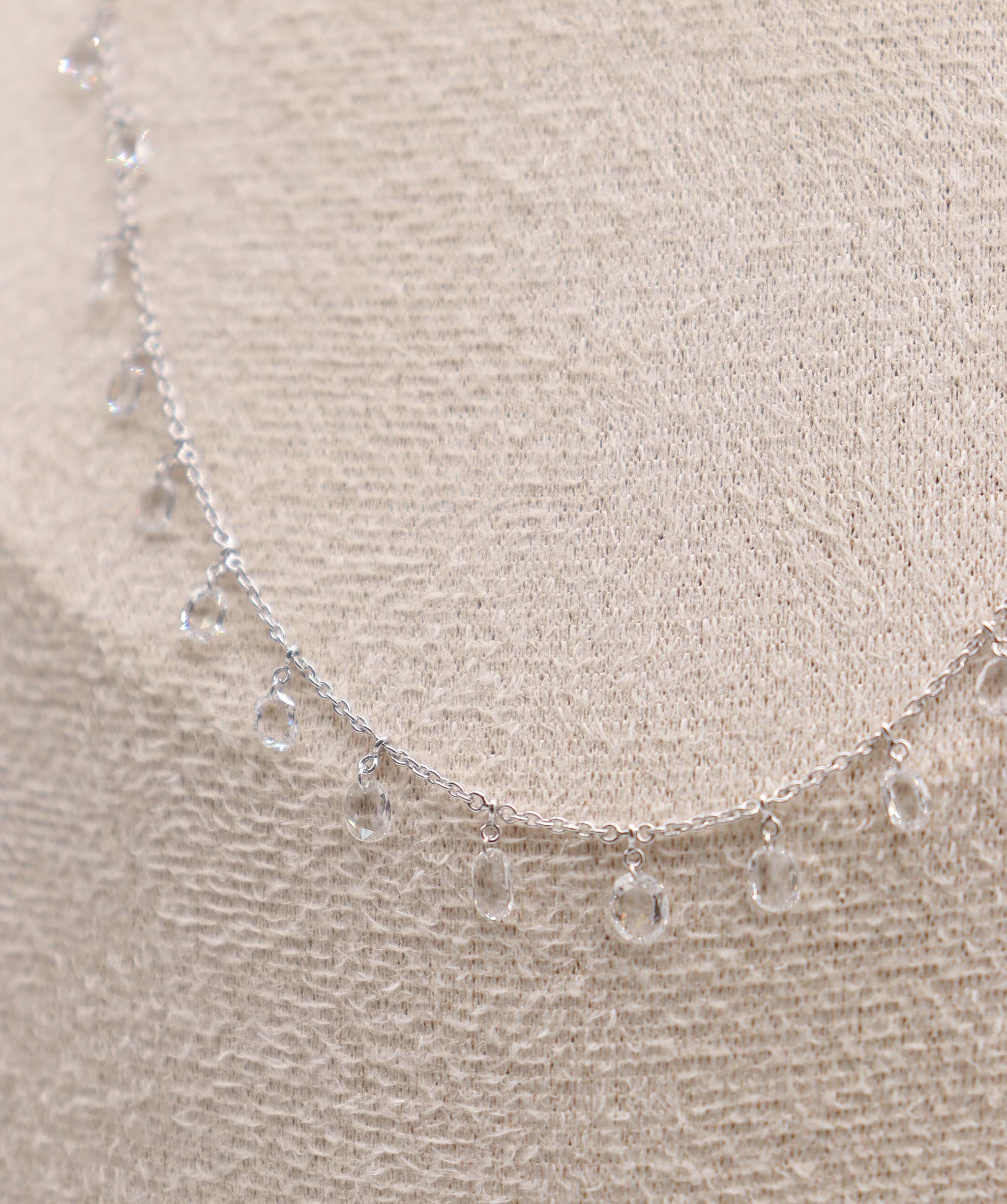 Luxury Promise 1.55CT White Oval Rosecut NECKLACE C12409