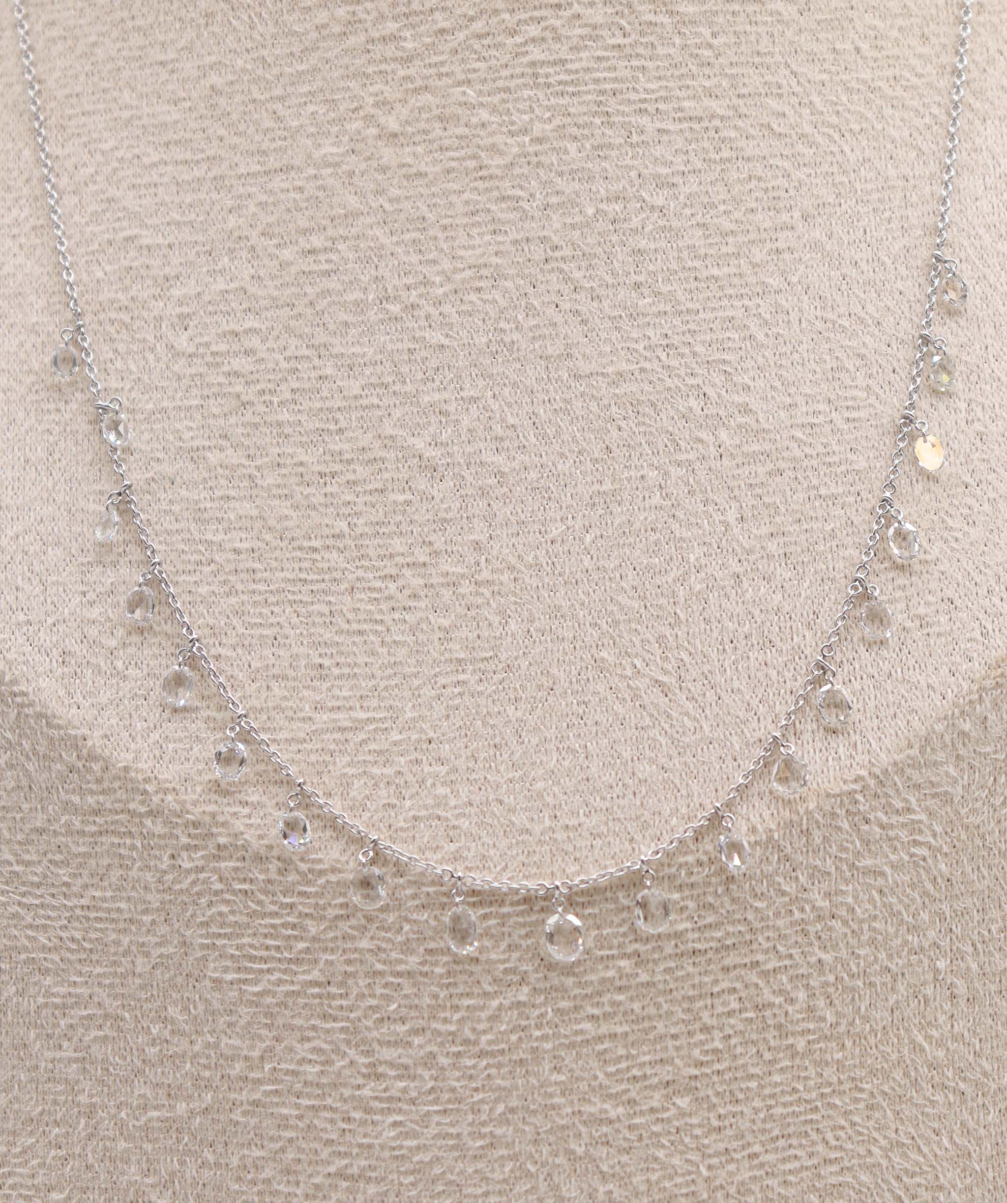 Luxury Promise 1.55CT White Oval Rosecut NECKLACE C12409