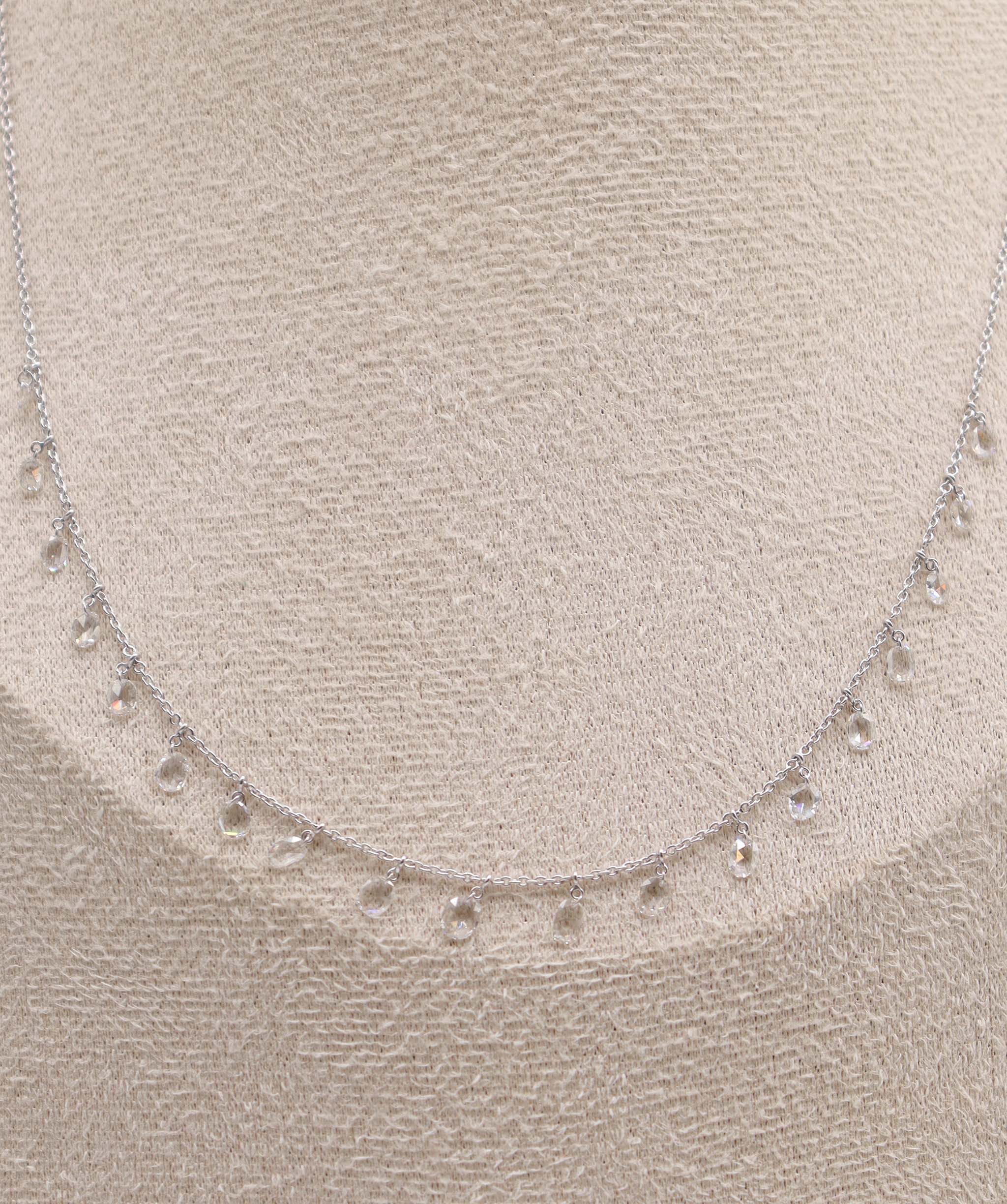 Luxury Promise 1.55CT White Oval Rosecut  NECKLACE C12409